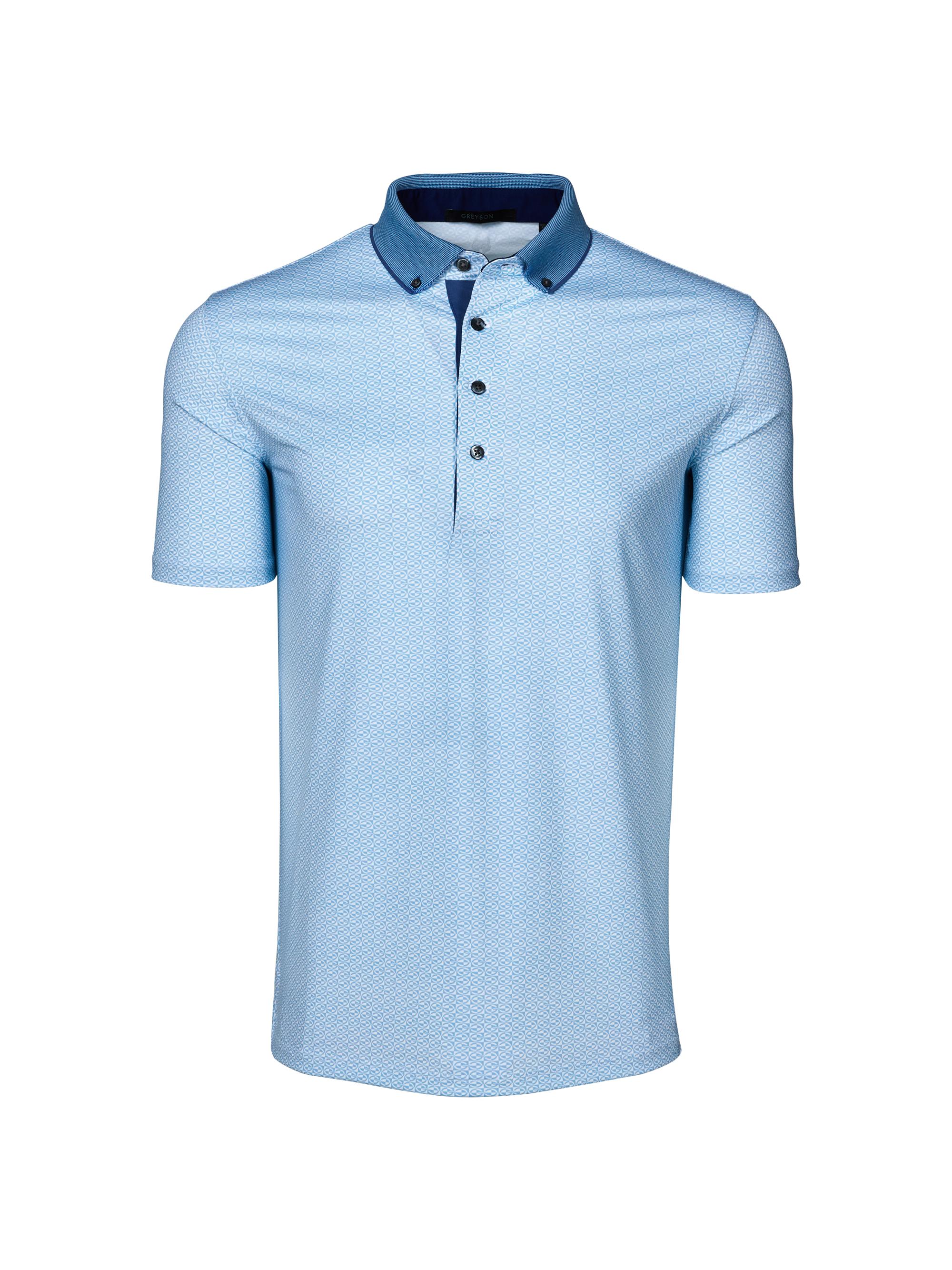 Greyson Men's Guardian Printed Polo Shirt - Wolf Blue