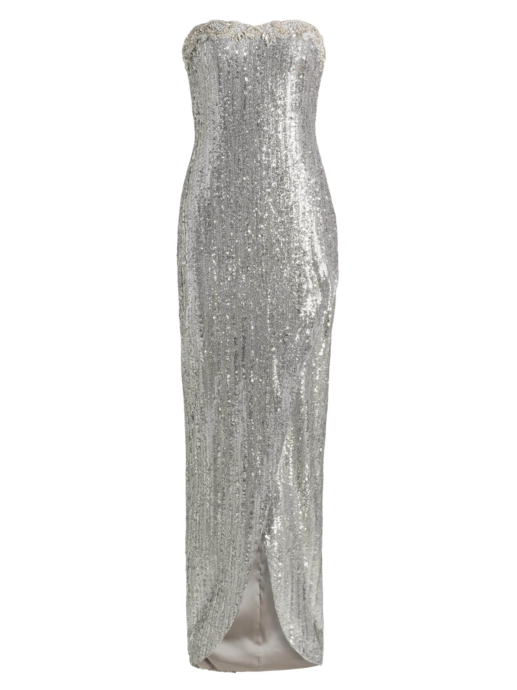Pamella Roland Women's Embellished Strapless Column Gown - Silver