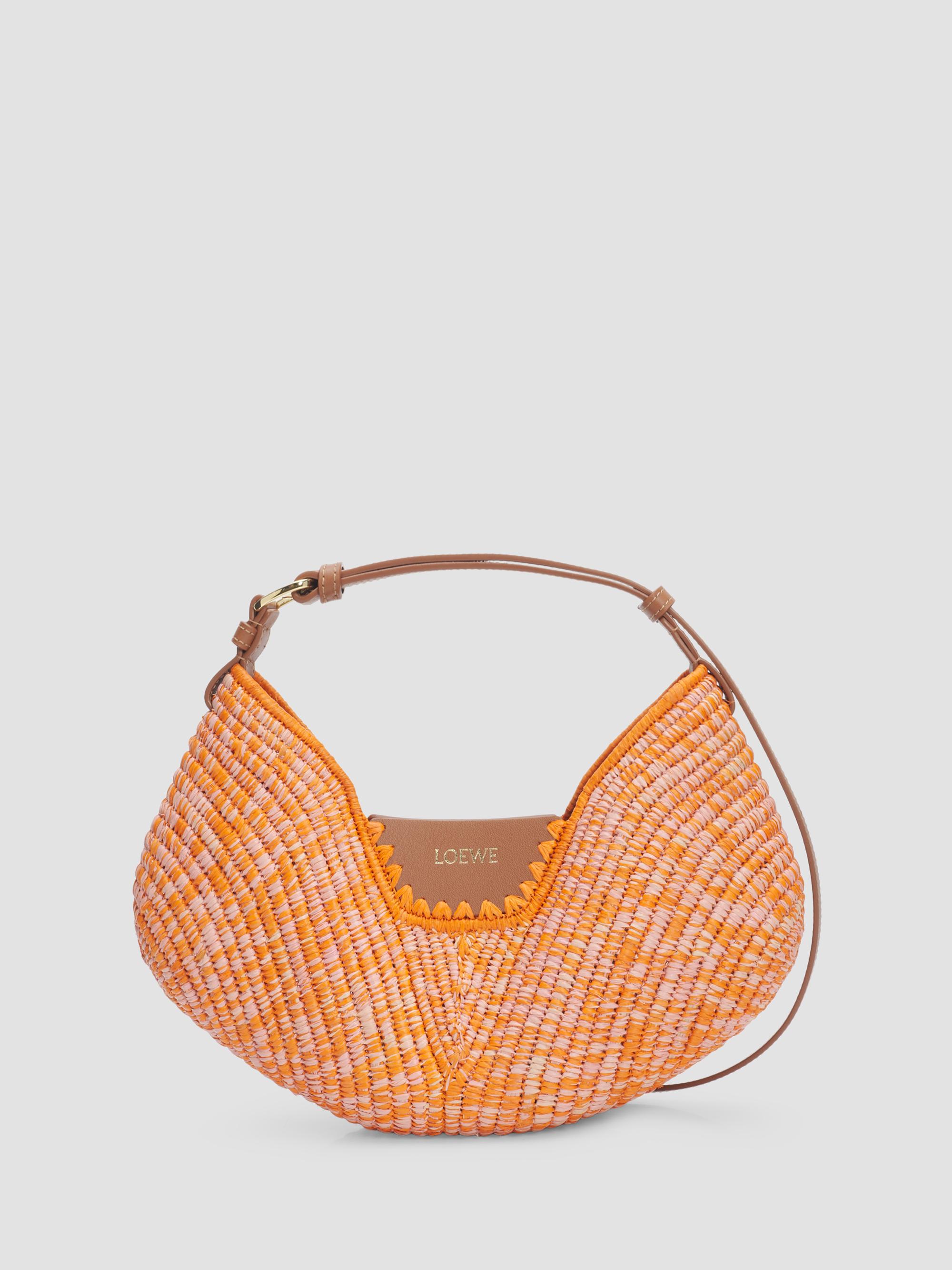 LOEWE Women's  x Paula's Ibiza Swing Melange Raffia & Leather Shoulder Bag - Bright Orange Pink - Women's Bags