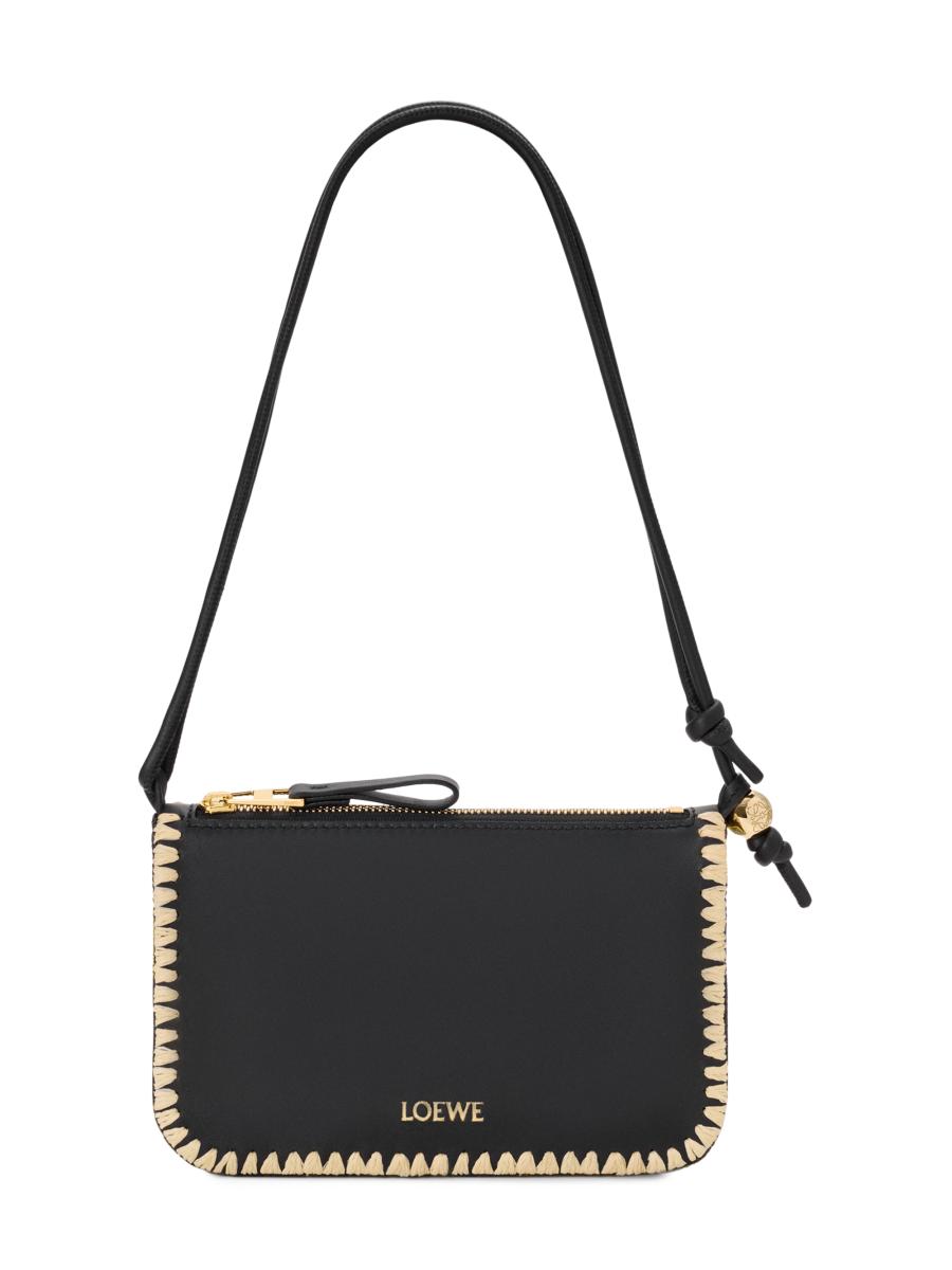 LOEWE LOEWE x Paula's Ibiza Rio Whipstitch Leather-Raffia Pouch
