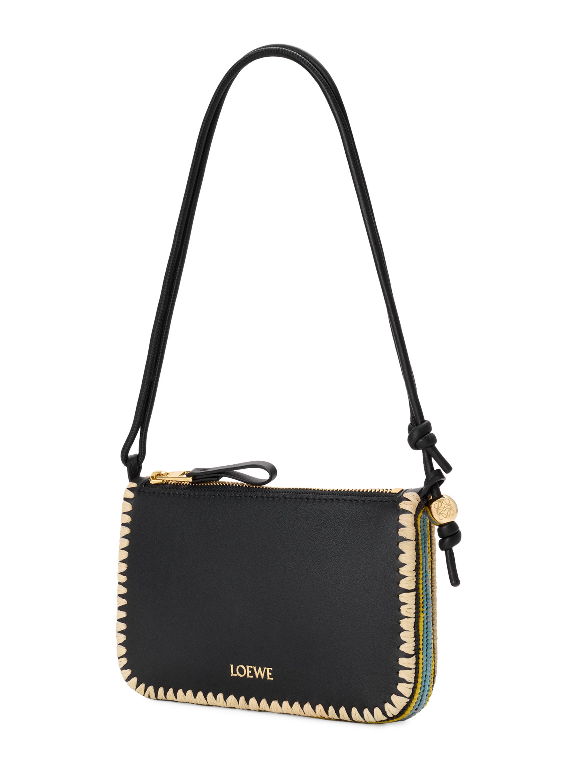 LOEWE LOEWE x Paula's Ibiza Rio Whipstitch Leather-Raffia Pouch