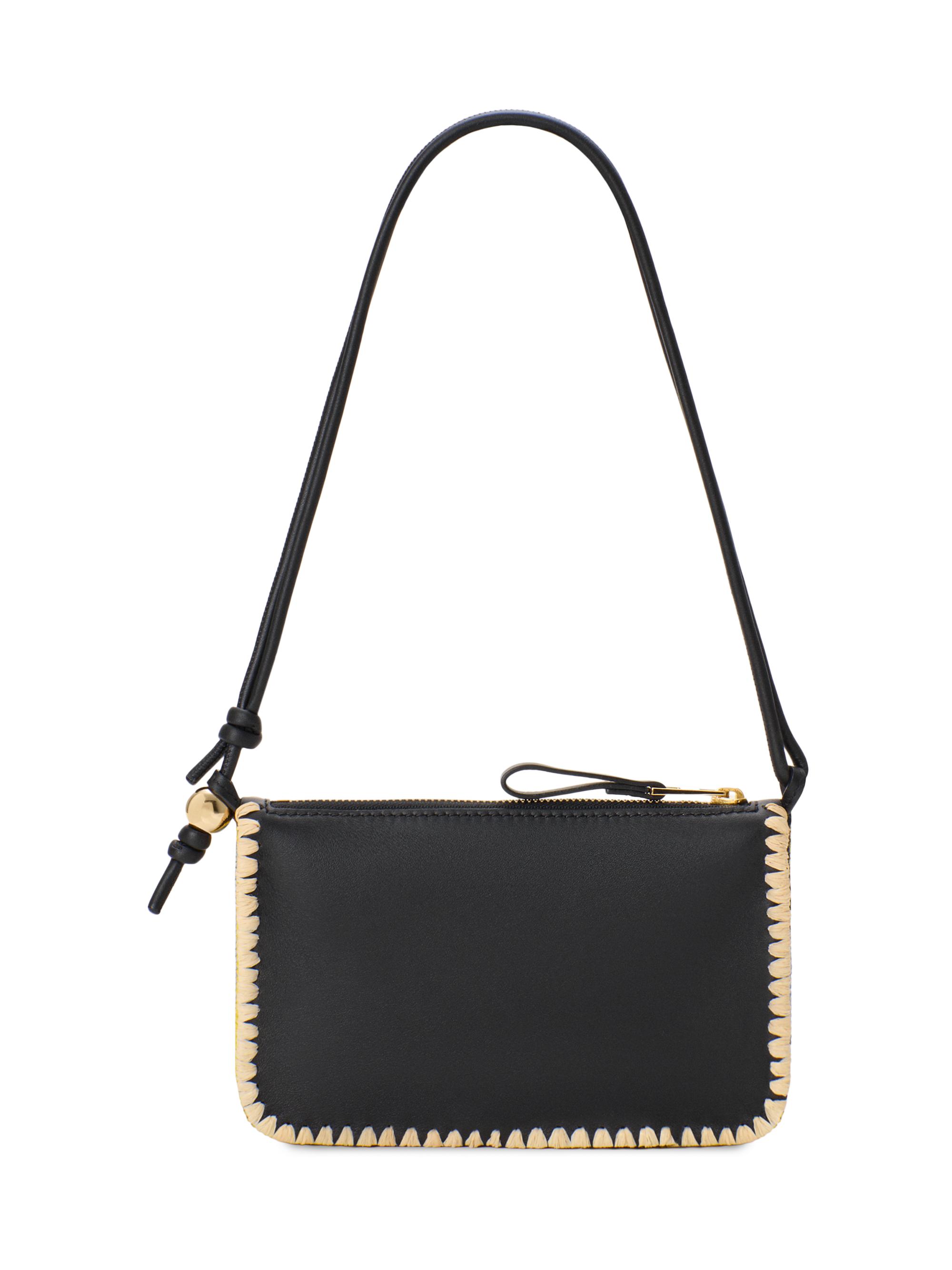 LOEWE LOEWE x Paula's Ibiza Rio Whipstitch Leather-Raffia Pouch