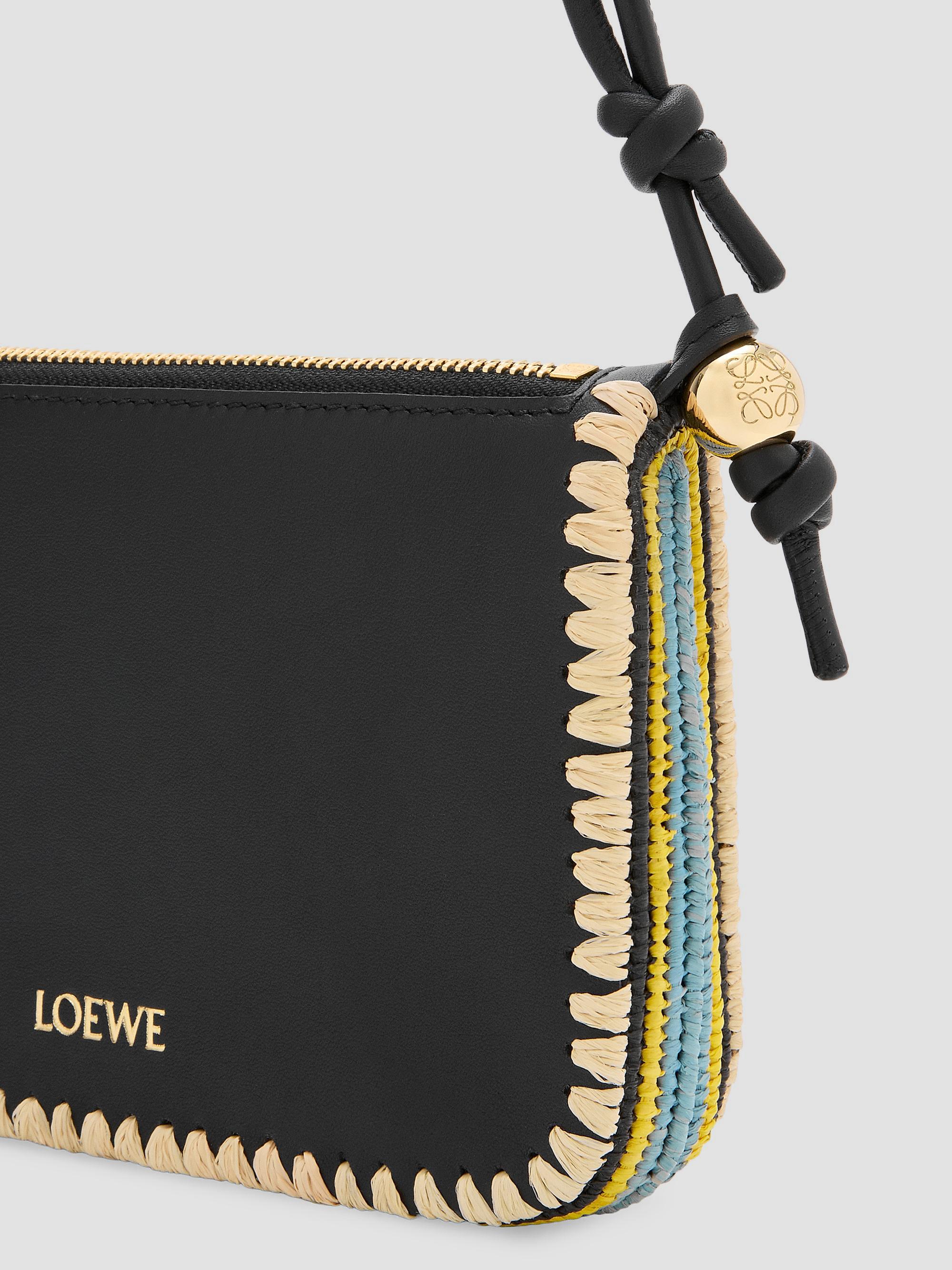 LOEWE LOEWE x Paula's Ibiza Rio Whipstitch Leather-Raffia Pouch