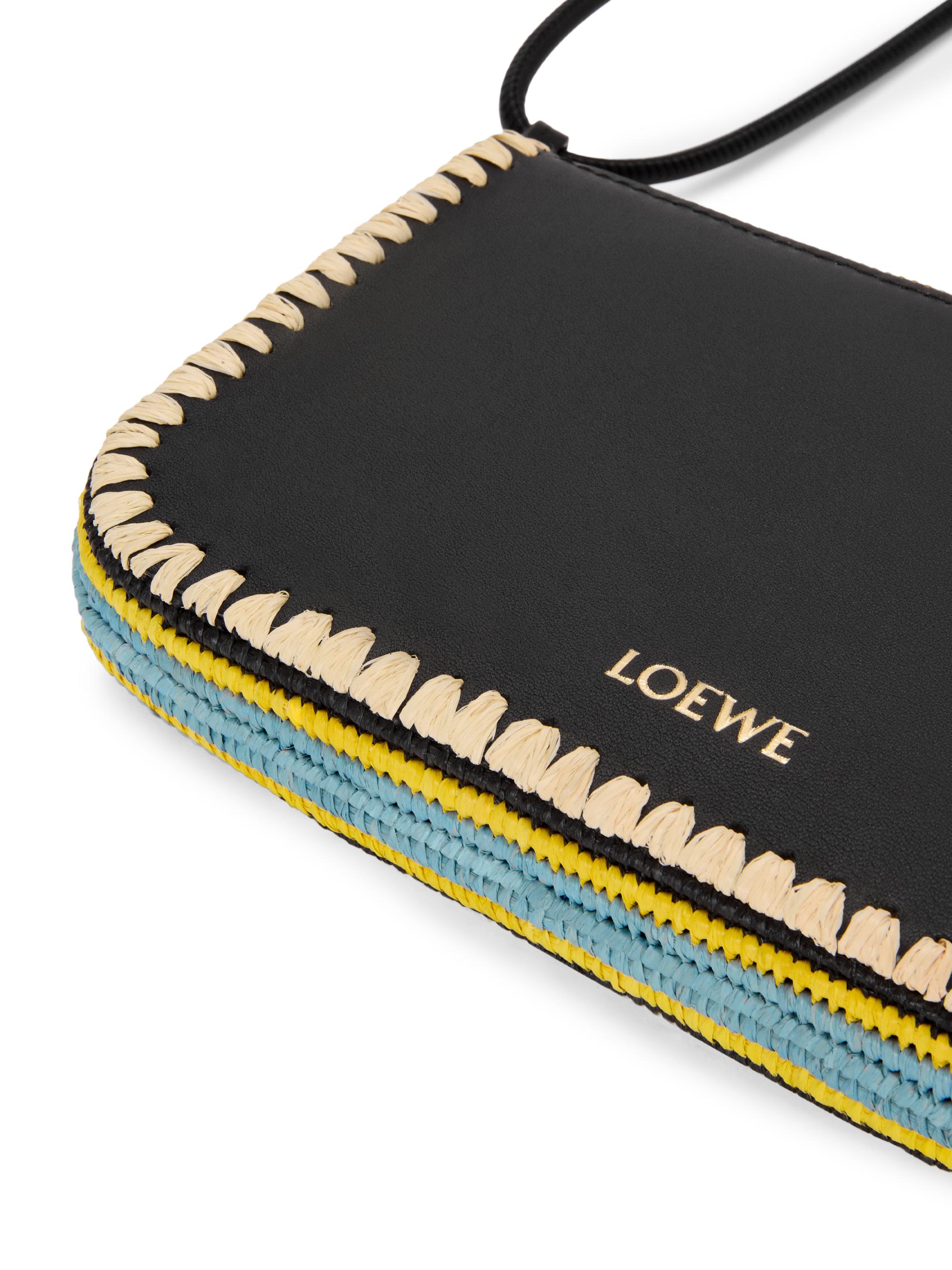 LOEWE LOEWE x Paula's Ibiza Rio Whipstitch Leather-Raffia Pouch