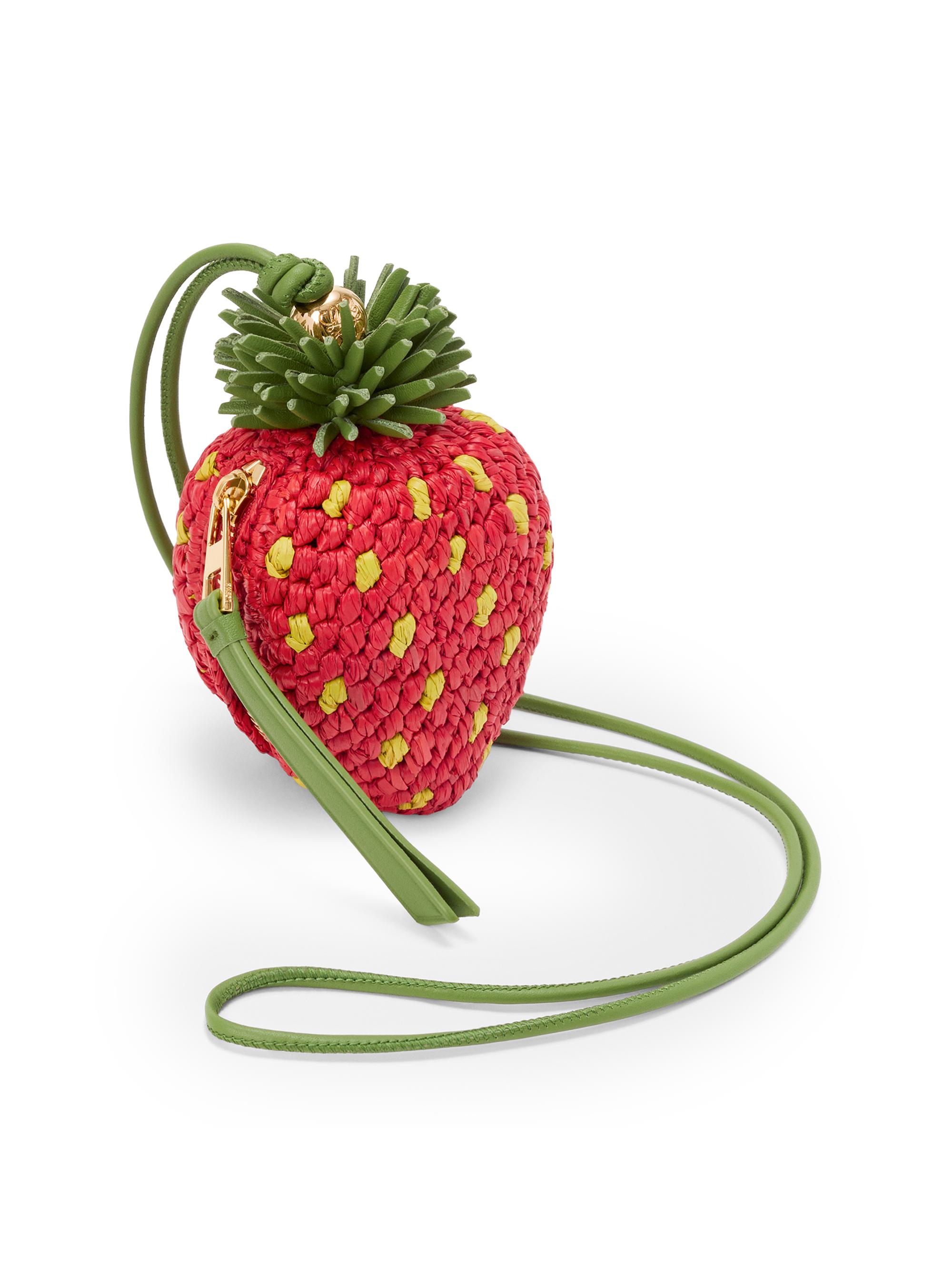 LOEWE Women's  x Paula's Ibiza Strawberry Raffia Coin Purse - Red