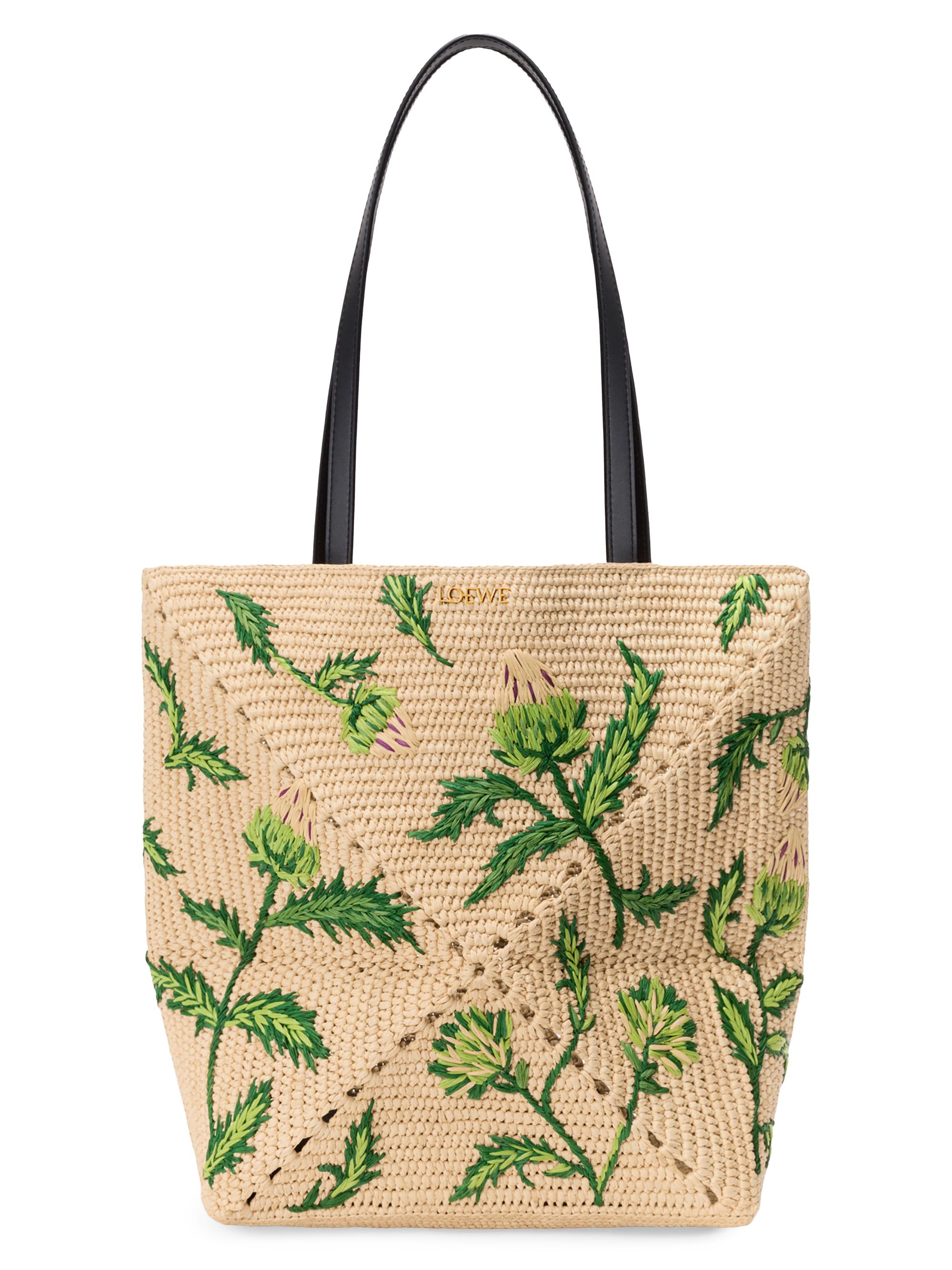LOEWE Women's  x Paula's Ibiza Puzzle Fold  Botanical Raffia Tote Bag - Natural Green