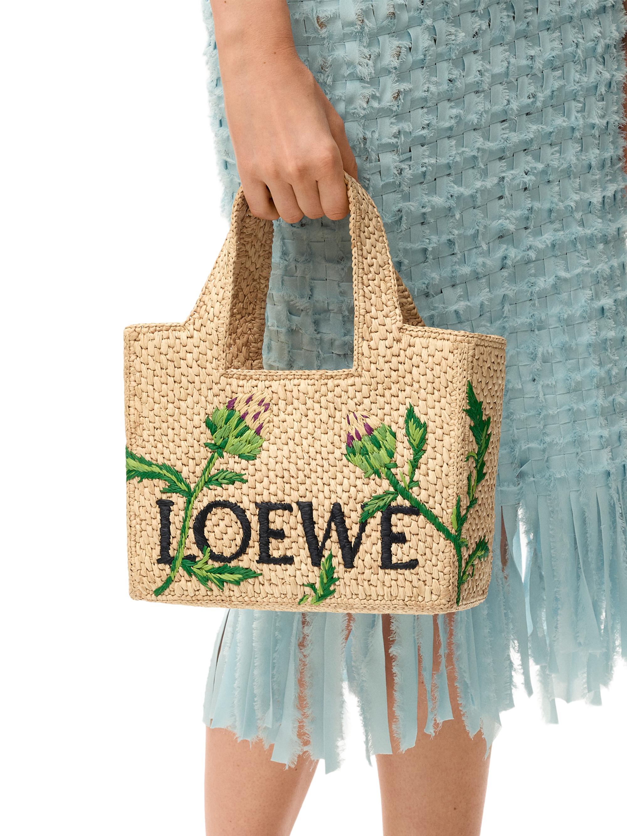 LOEWE Women's  x Paula's Ibiza Font  Logo Raffia Tote Bag - Natural Green