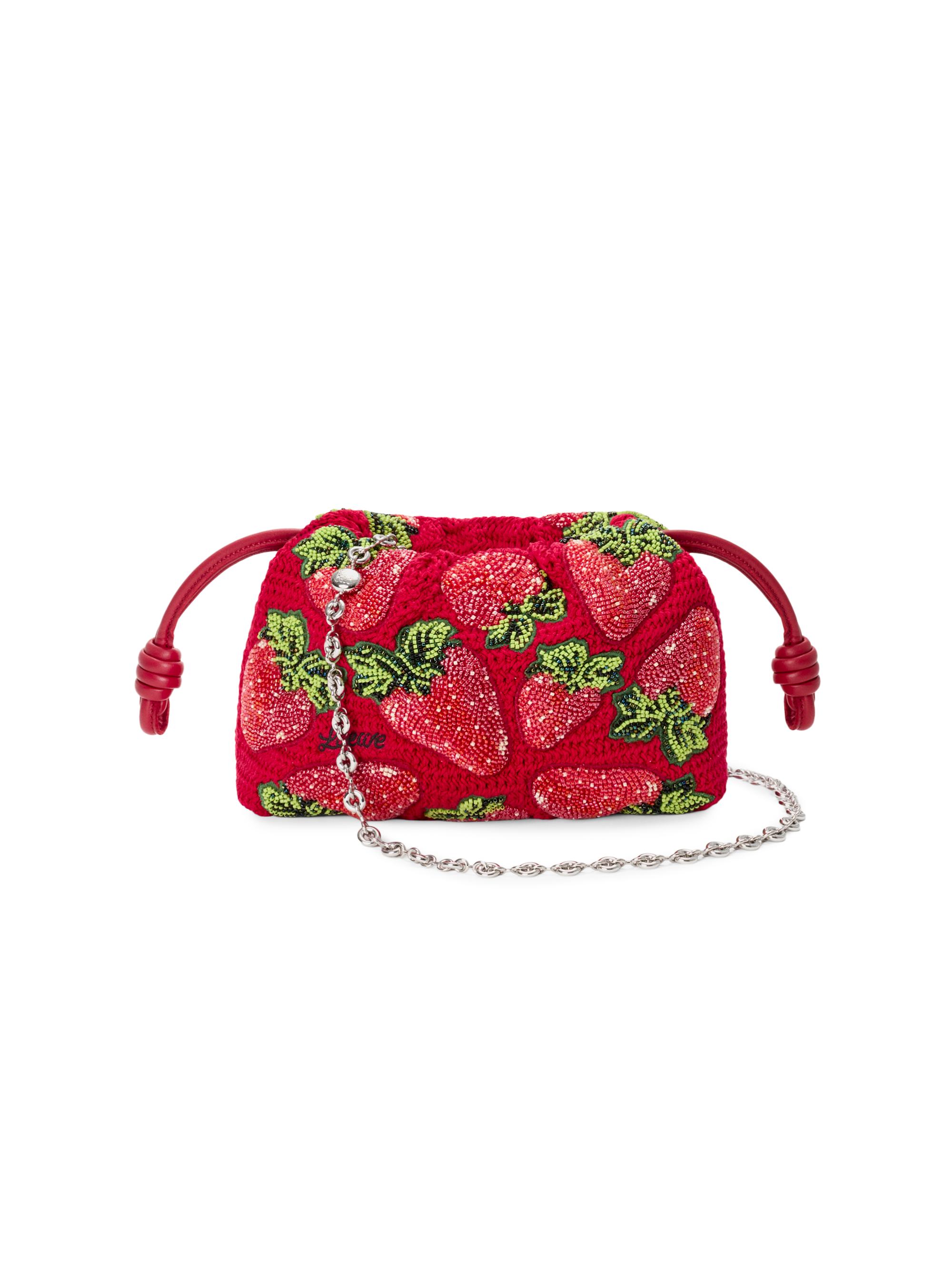 LOEWE Women's  x Paula's Ibiza Flamenco Mini Strawberry-Beaded Purse - Red