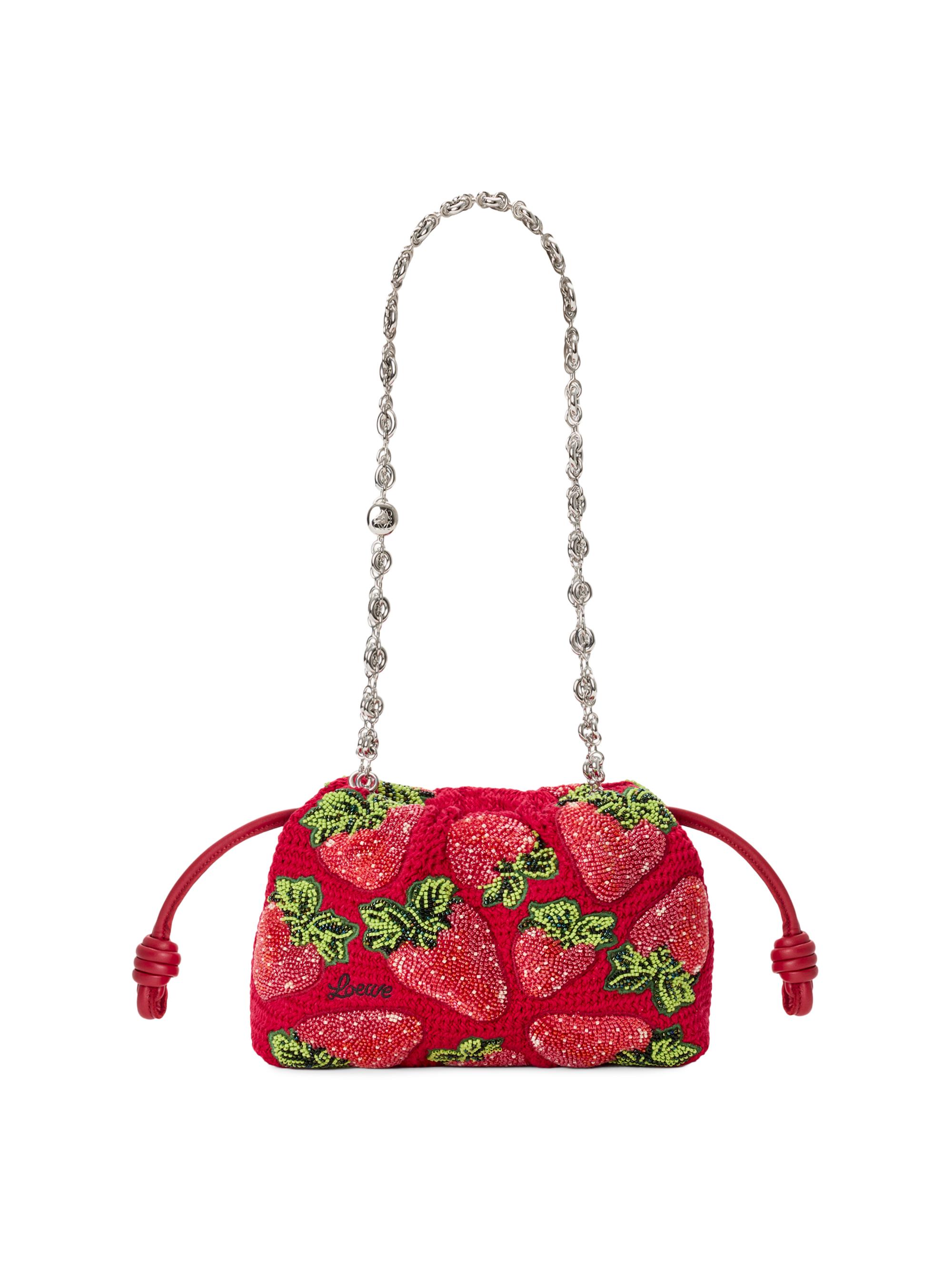 LOEWE LOEWE x Paula's Ibiza Flamenco Mini Strawberry-Beaded Purse