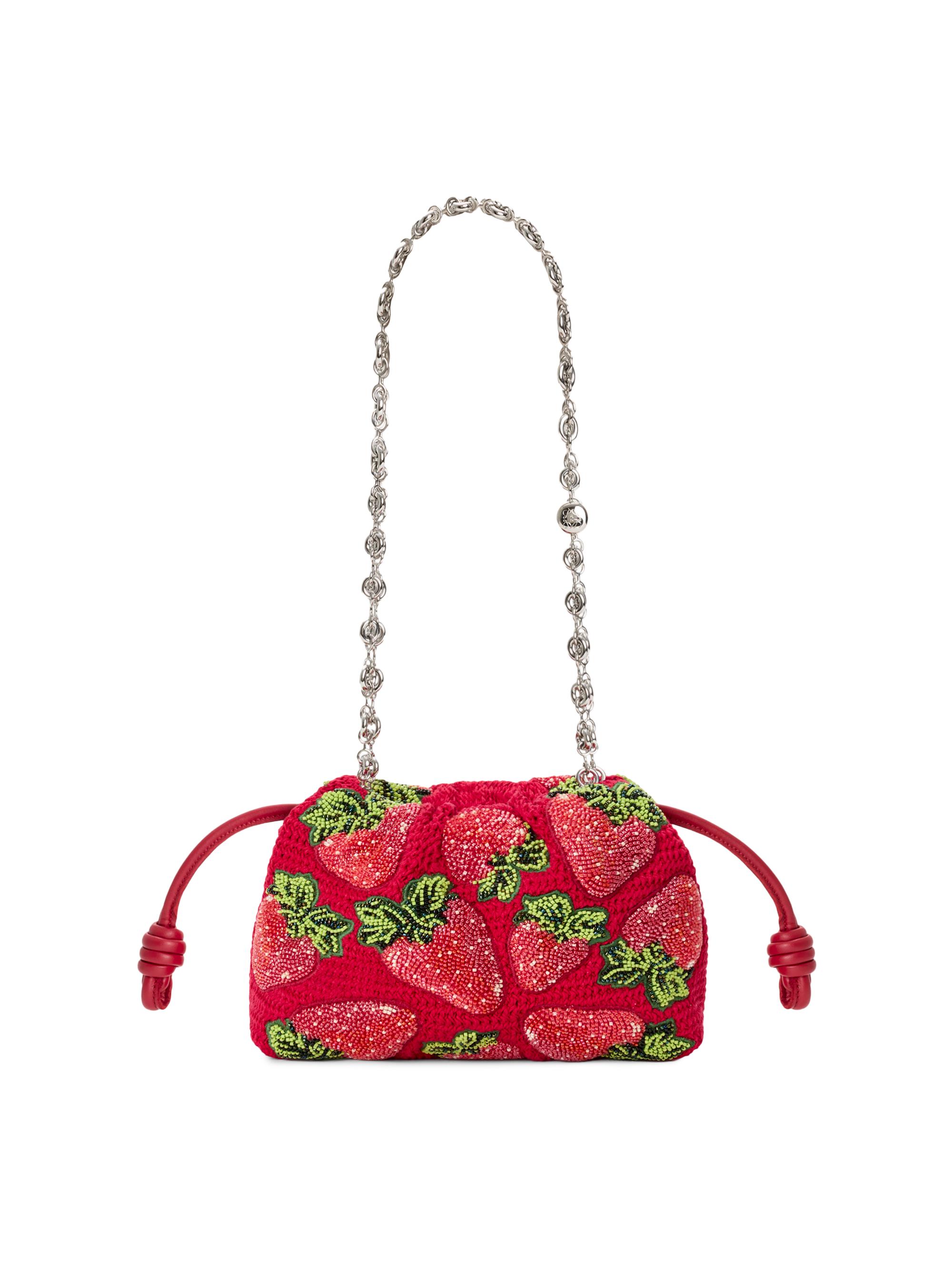 LOEWE LOEWE x Paula's Ibiza Flamenco Mini Strawberry-Beaded Purse