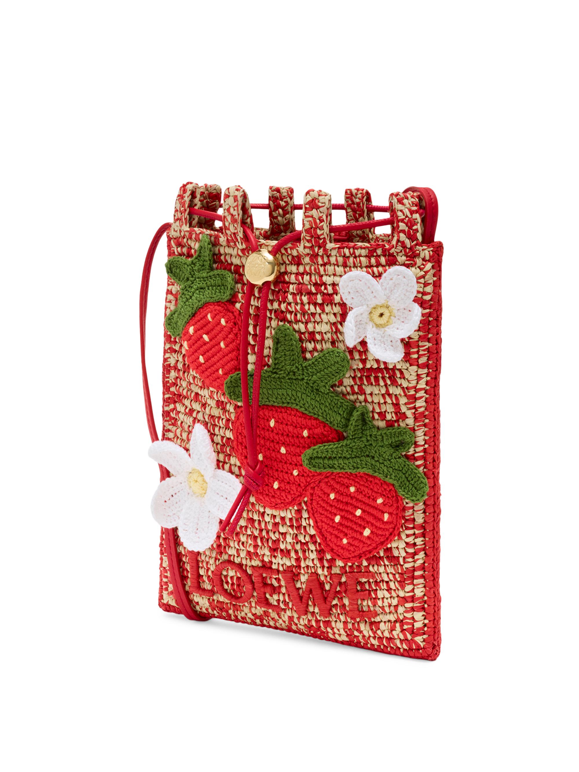 LOEWE LOEWE x Paula's Ibiza Strawberry-Appliqué Raffia Drawstring