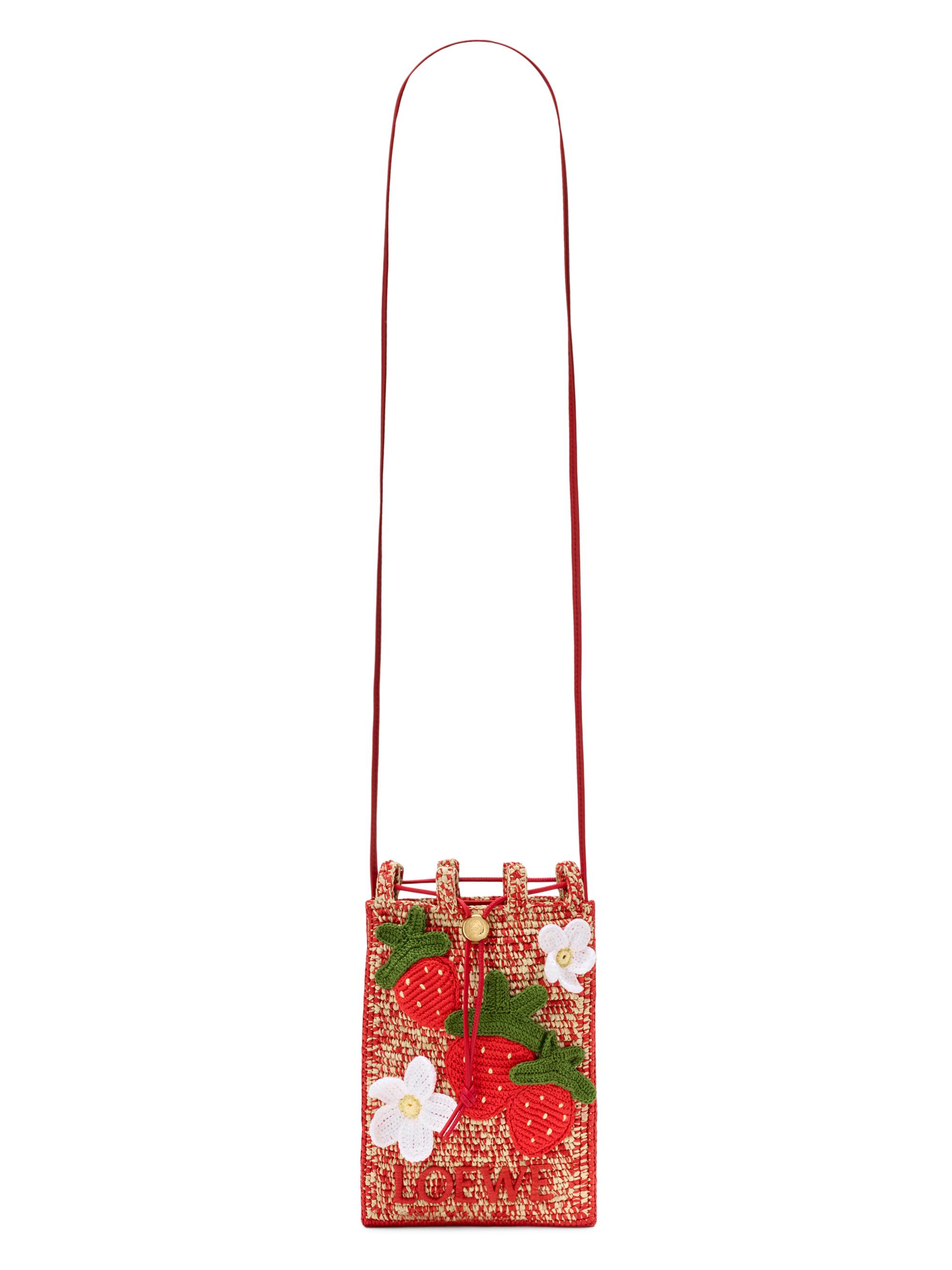 LOEWE LOEWE x Paula's Ibiza Strawberry-Appliqué Raffia Drawstring