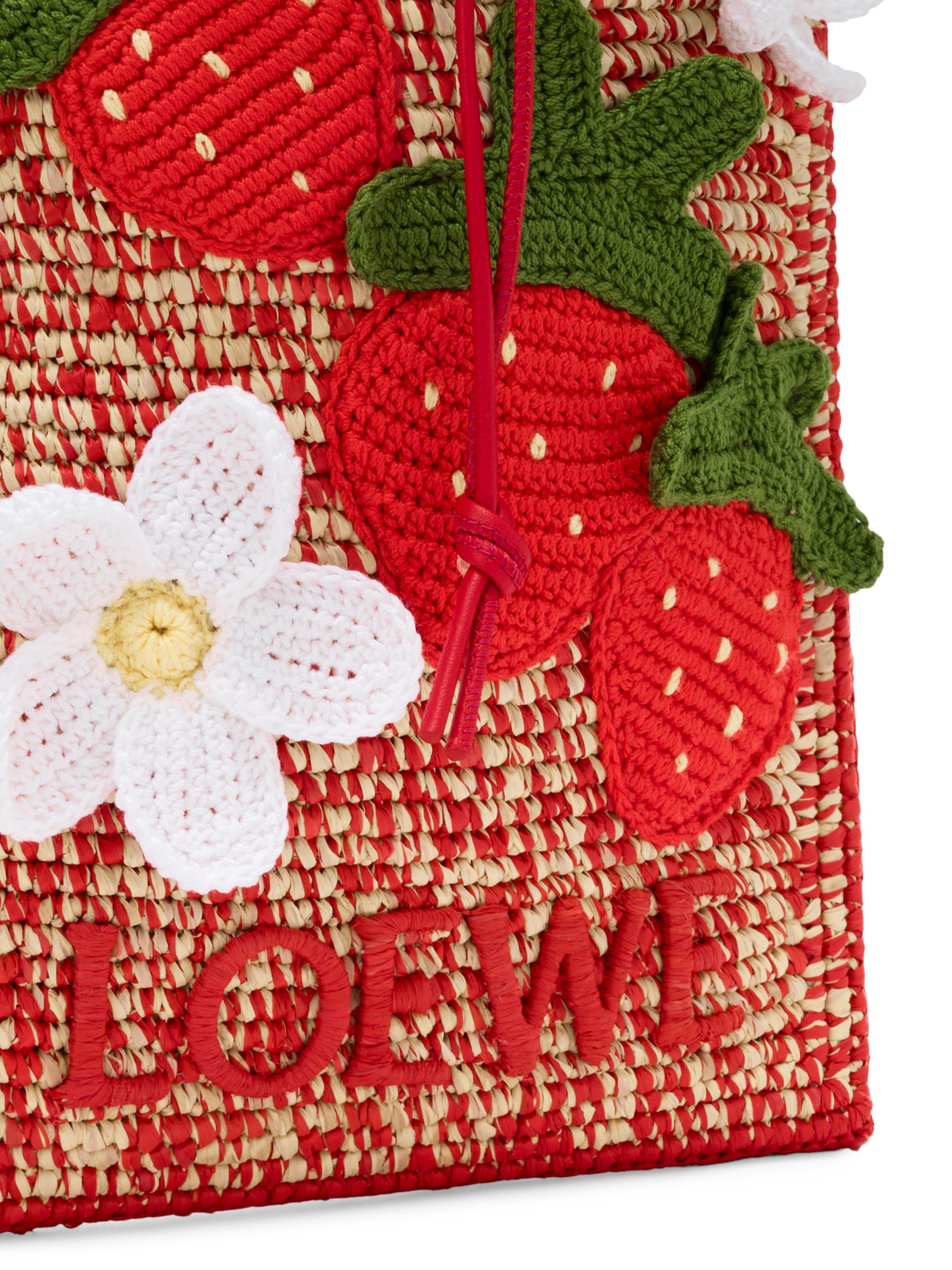 LOEWE LOEWE x Paula's Ibiza Strawberry-Appliqué Raffia Drawstring