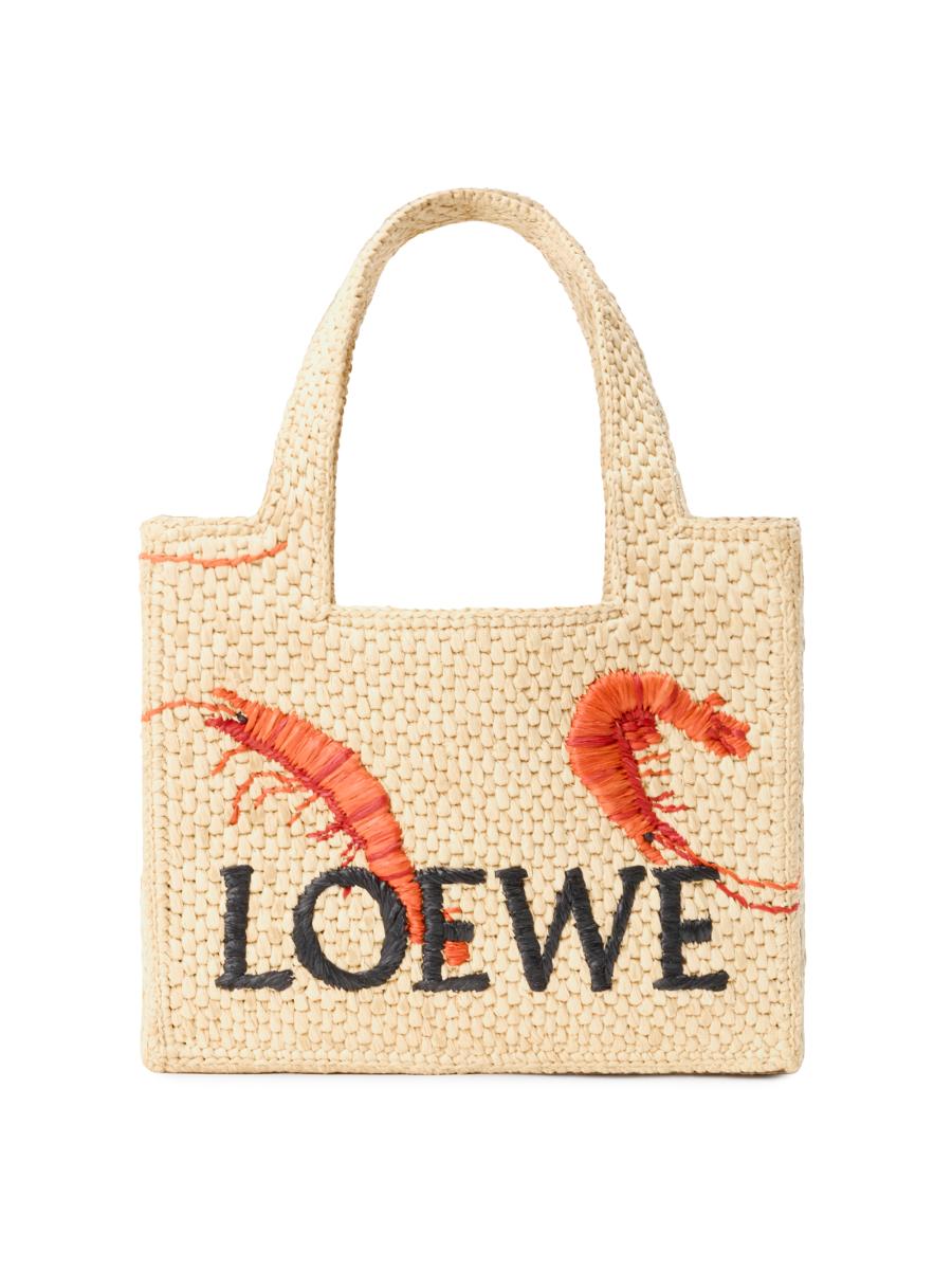 LOEWE☆フォント　ミニトート LOEWE Font Mini Embroidered Raffia Tote Bag | Saks Fifth Avenue