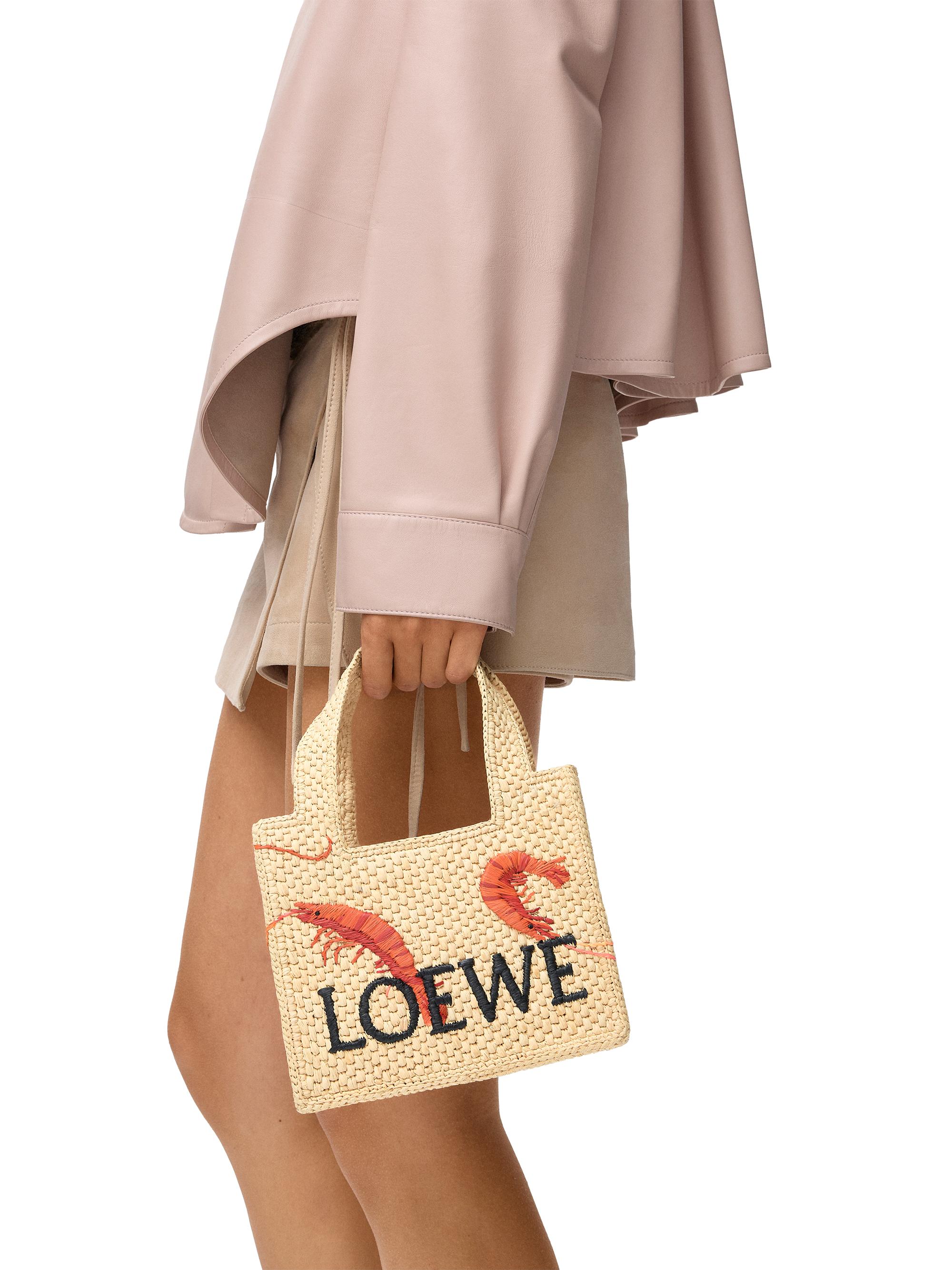 LOEWE Women's Font Mini Embroidered Raffia Tote Bag - Natural Orange - Women's Bags