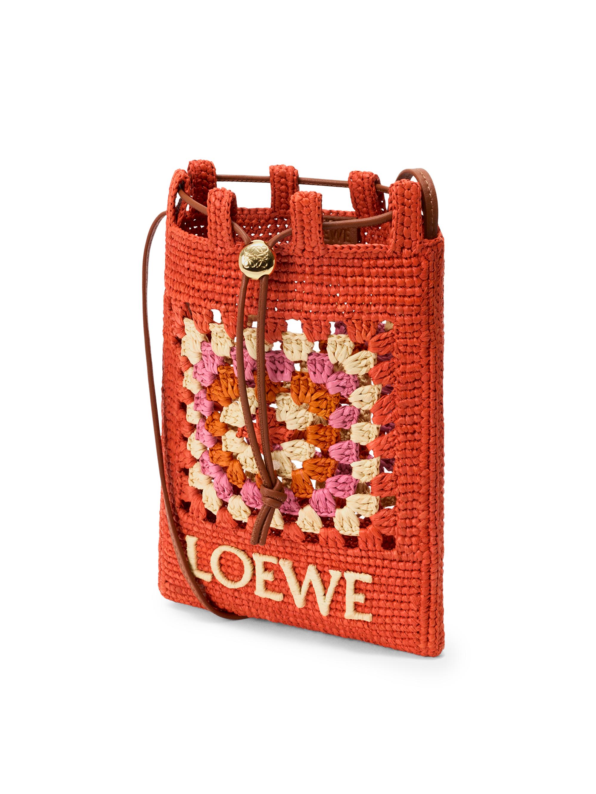 LOEWE LOEWE x Paula's Ibiza Drawstring Crochet Raffia Pocket Pouch