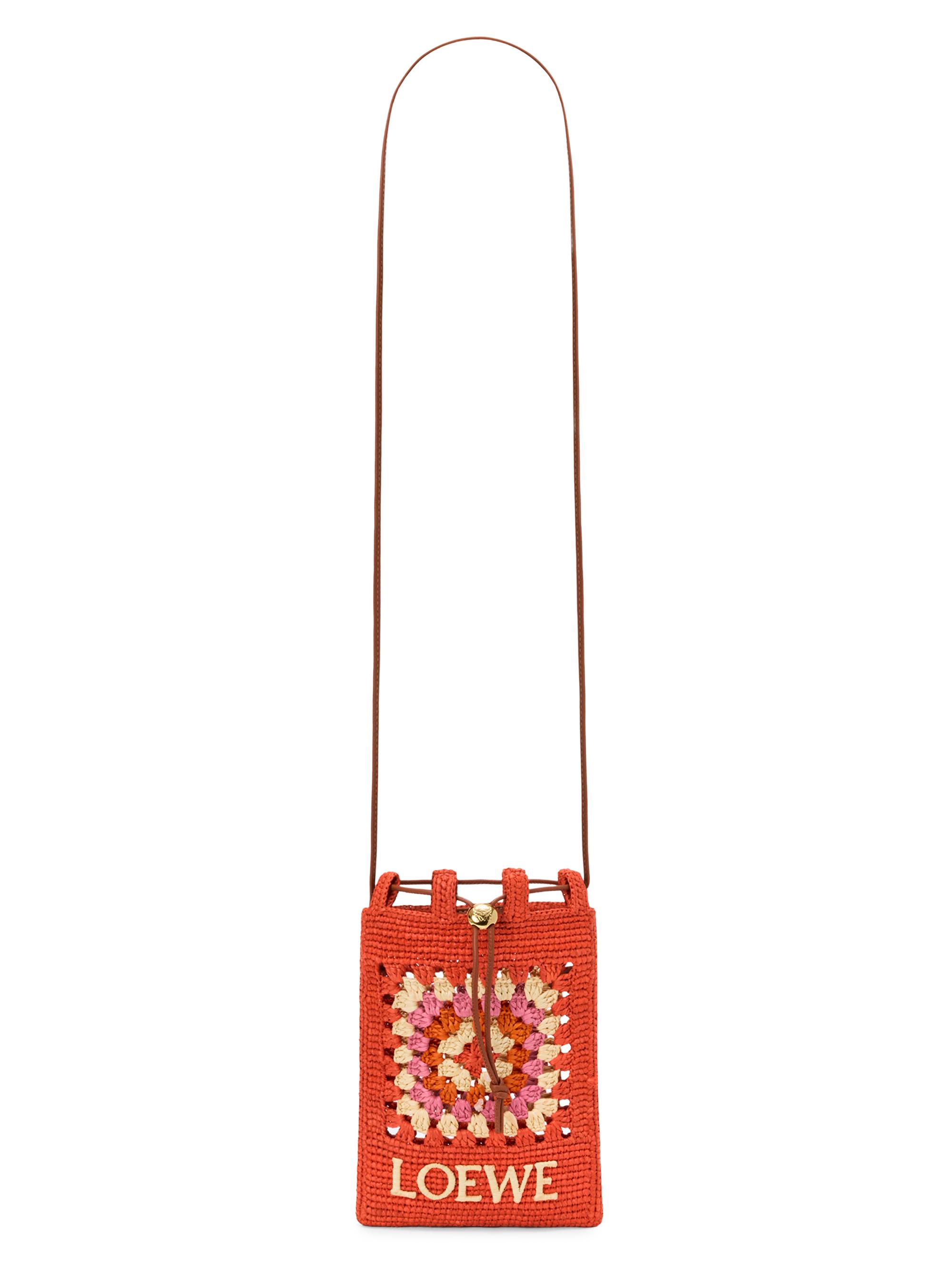 LOEWE LOEWE x Paula's Ibiza Drawstring Crochet Raffia Pocket Pouch