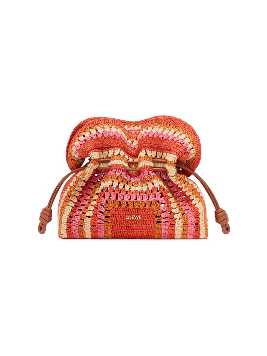 LOEWE LOEWE x Paula's Ibiza Flamenco Medium Crochet Raffia Clutch