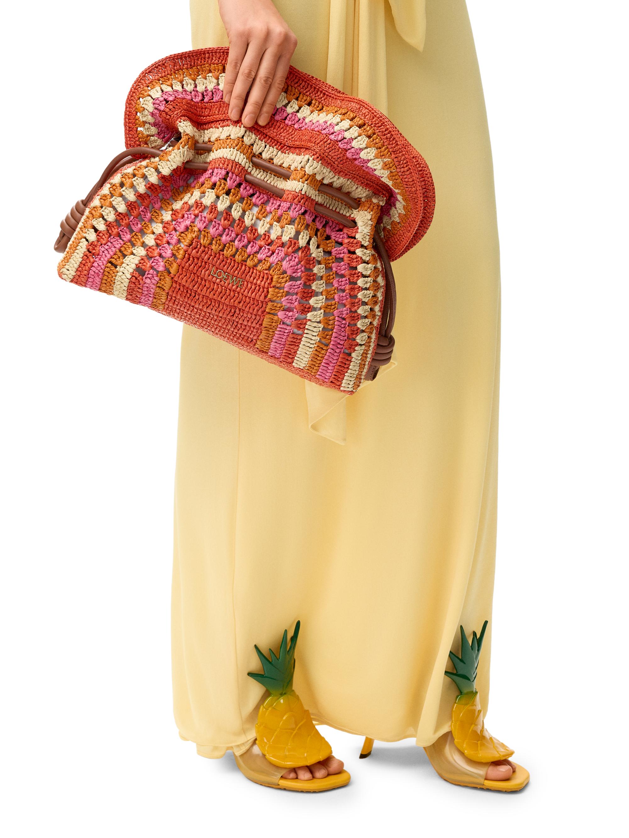 LOEWE LOEWE x Paula's Ibiza Flamenco Medium Crochet Raffia Clutch