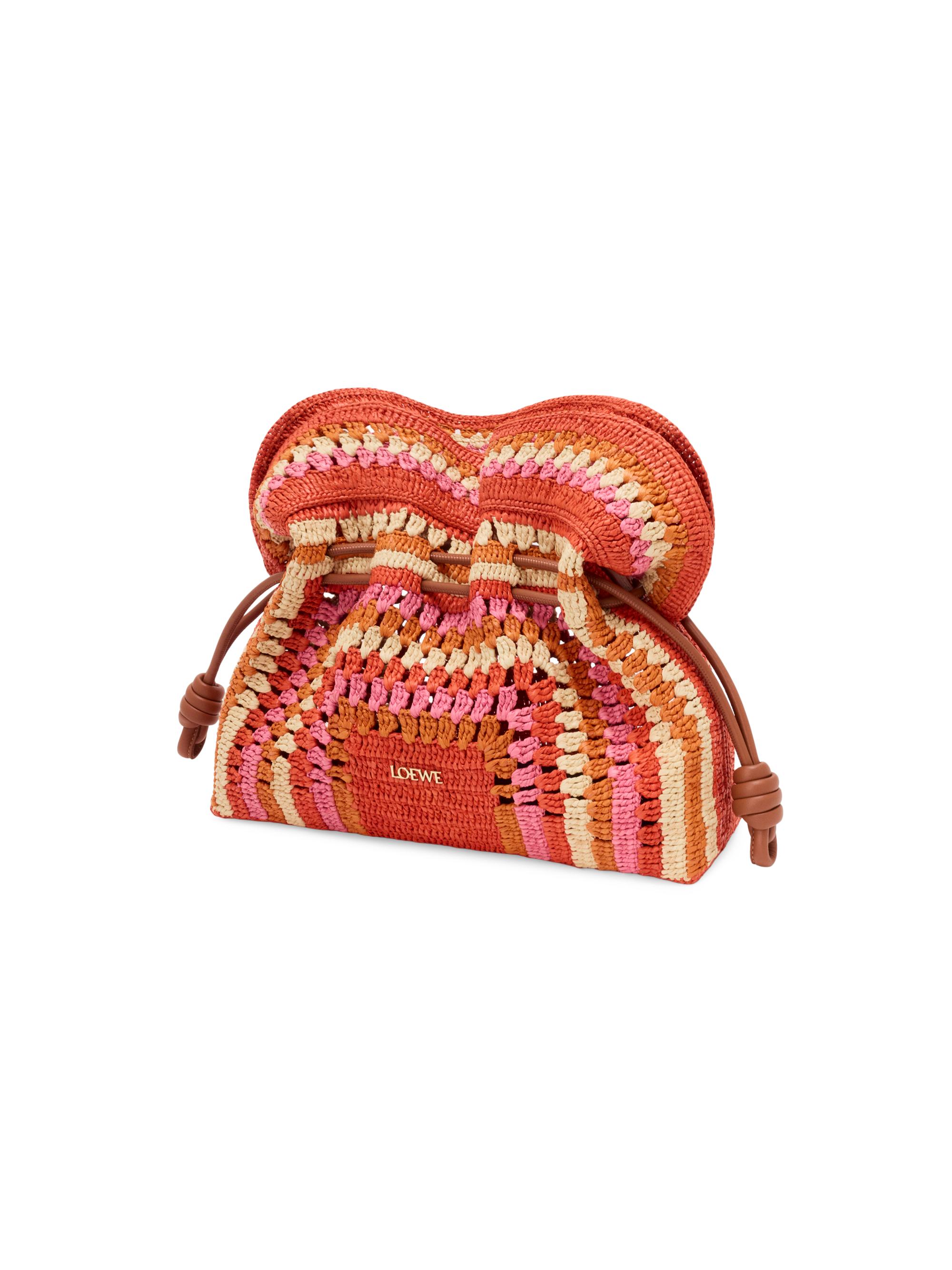 LOEWE LOEWE x Paula's Ibiza Flamenco Medium Crochet Raffia Clutch