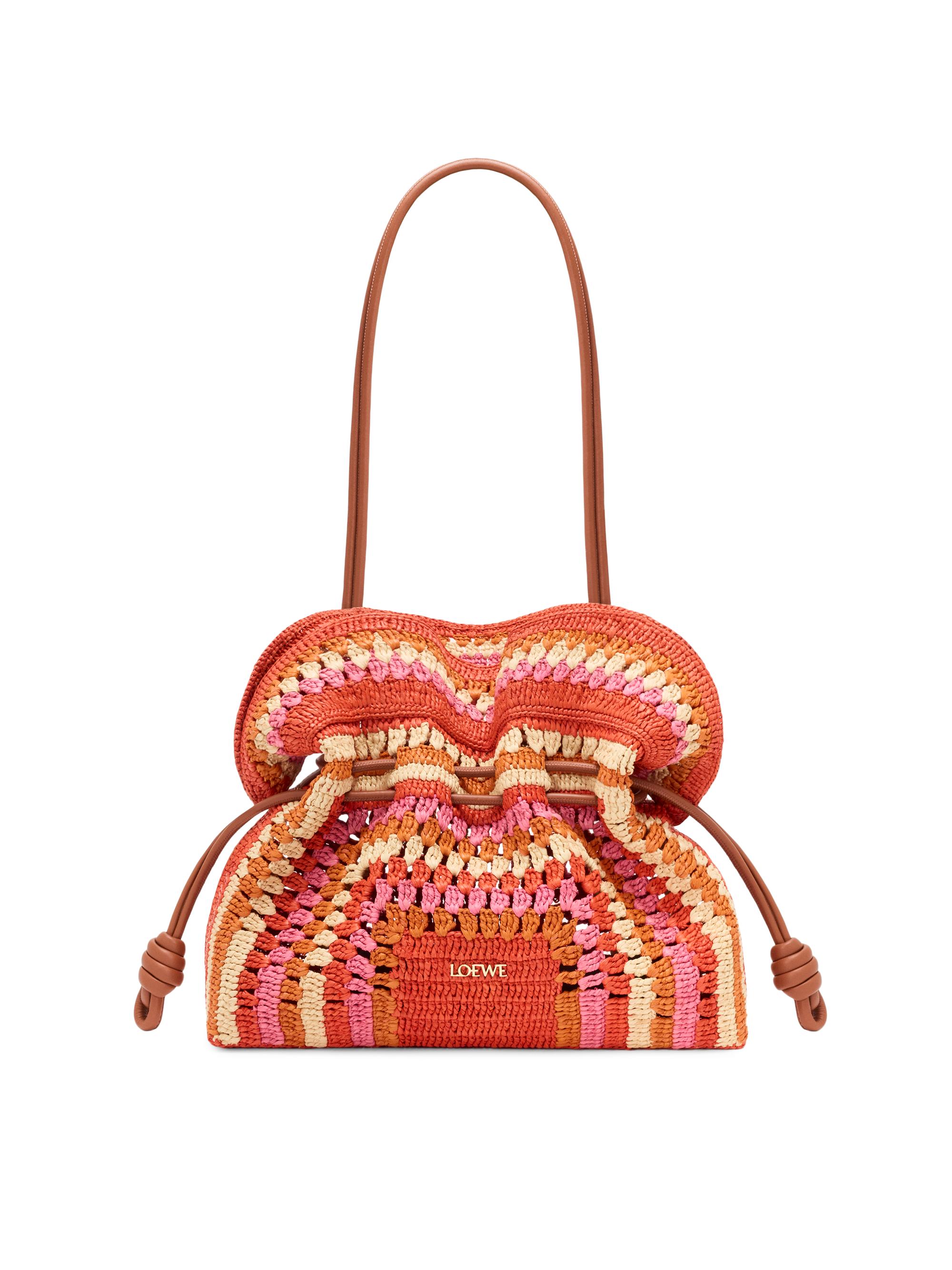 LOEWE LOEWE x Paula's Ibiza Flamenco Medium Crochet Raffia Clutch