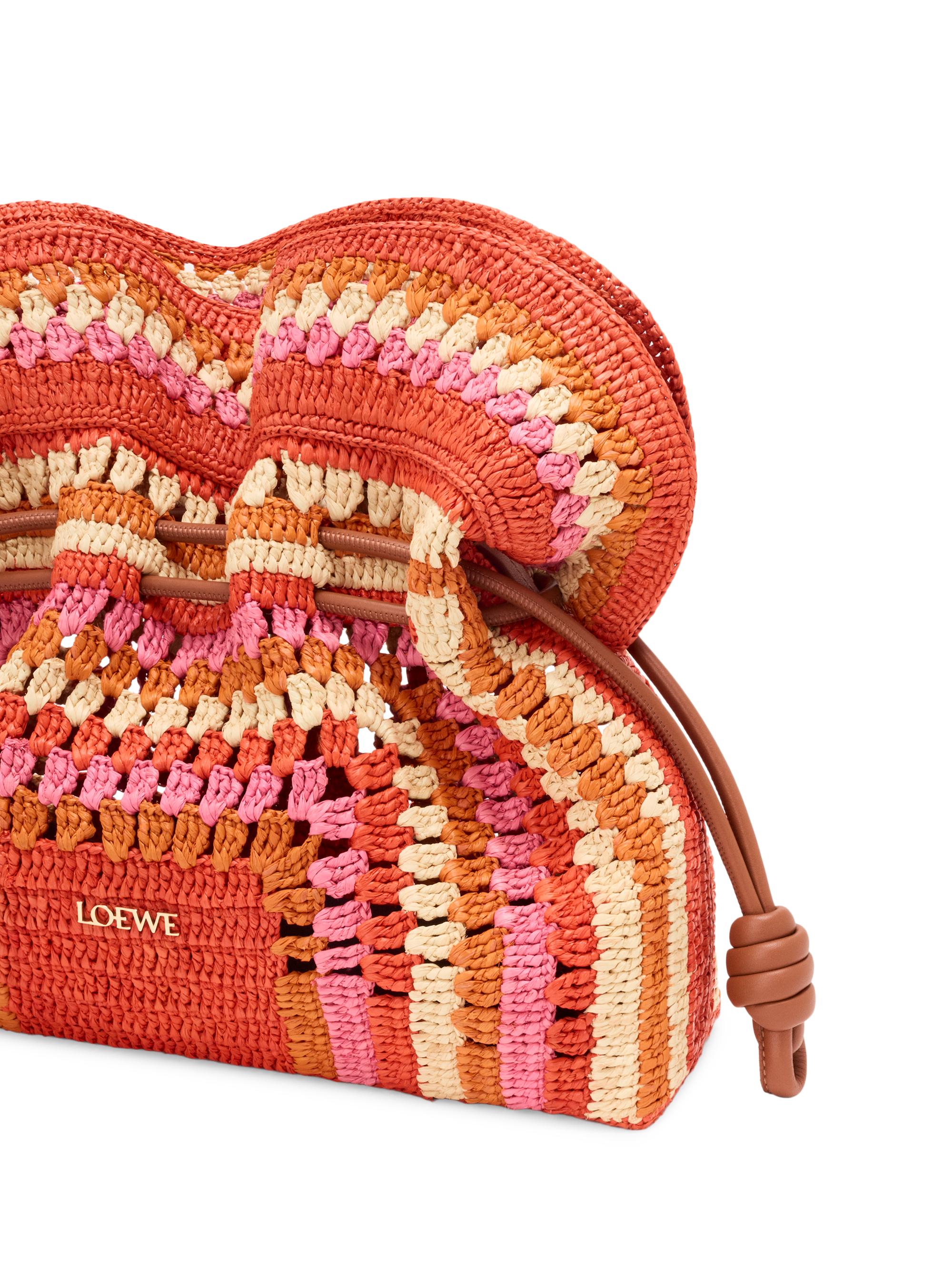 LOEWE LOEWE x Paula's Ibiza Flamenco Medium Crochet Raffia Clutch