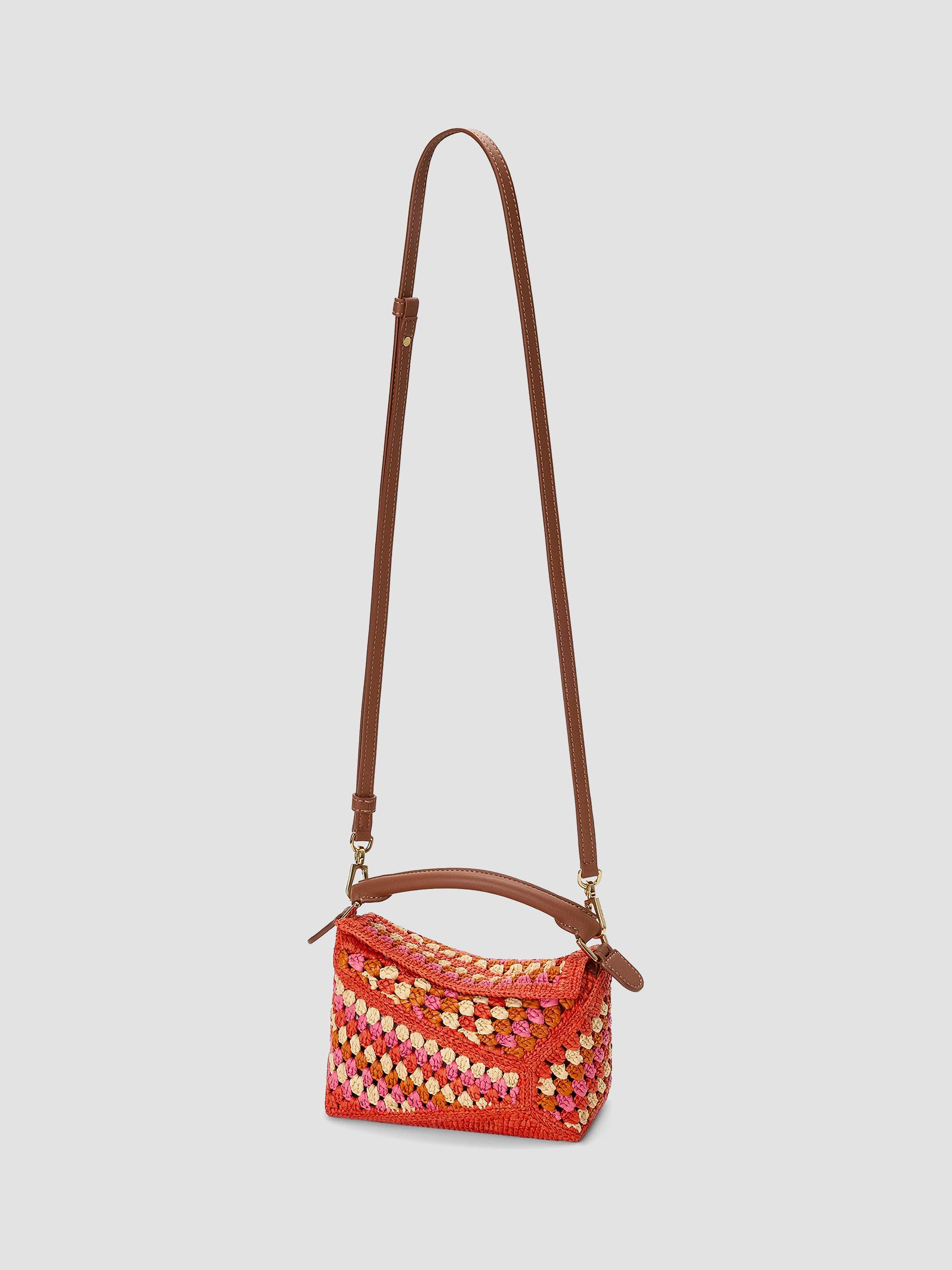 LOEWE LOEWE x Paula's Ibiza Puzzle Edge Mini Crochet Raffia Bag