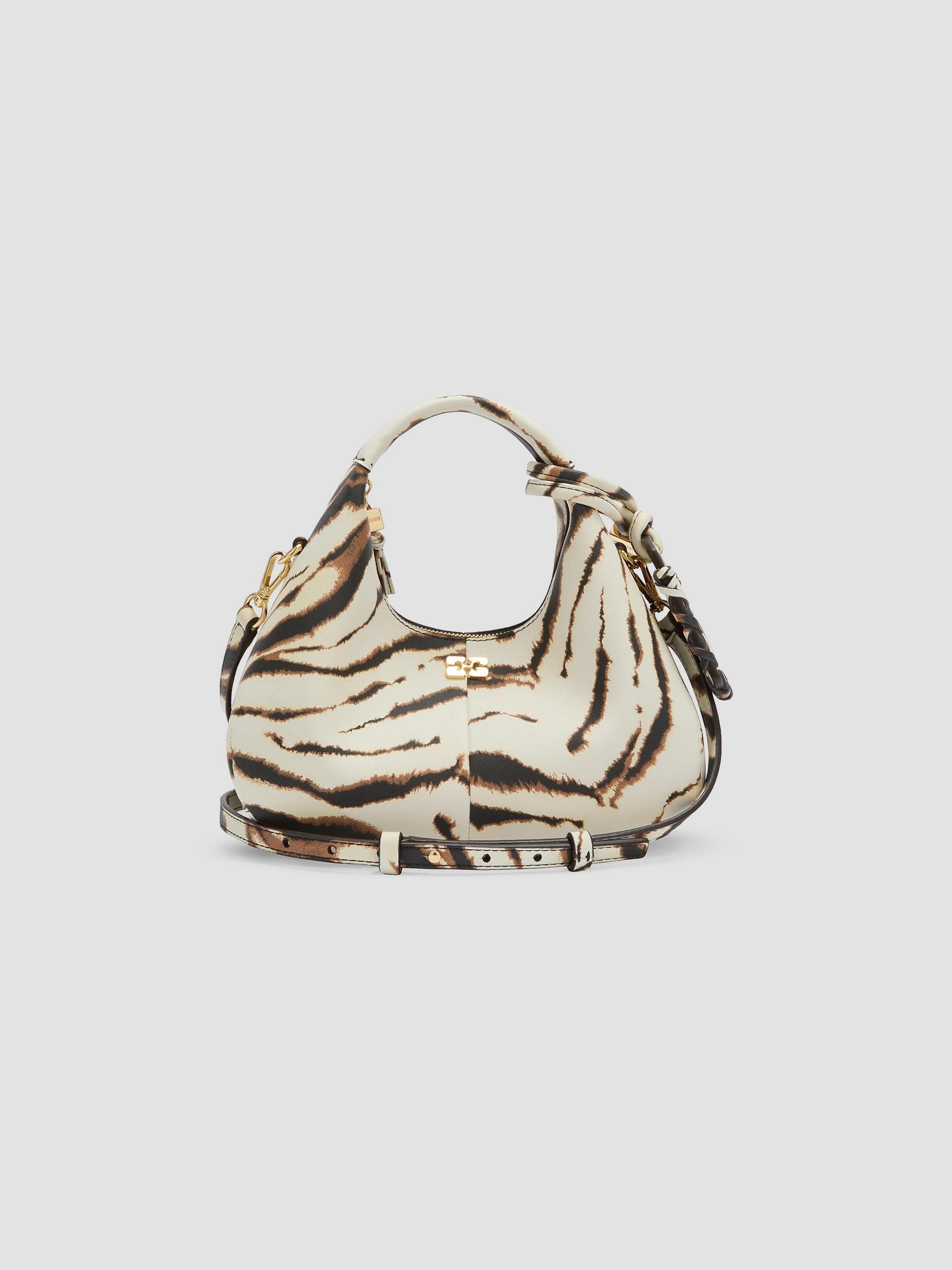Ganni Women's Mini Zebra Hobo Bag - White | Thumbnail 4