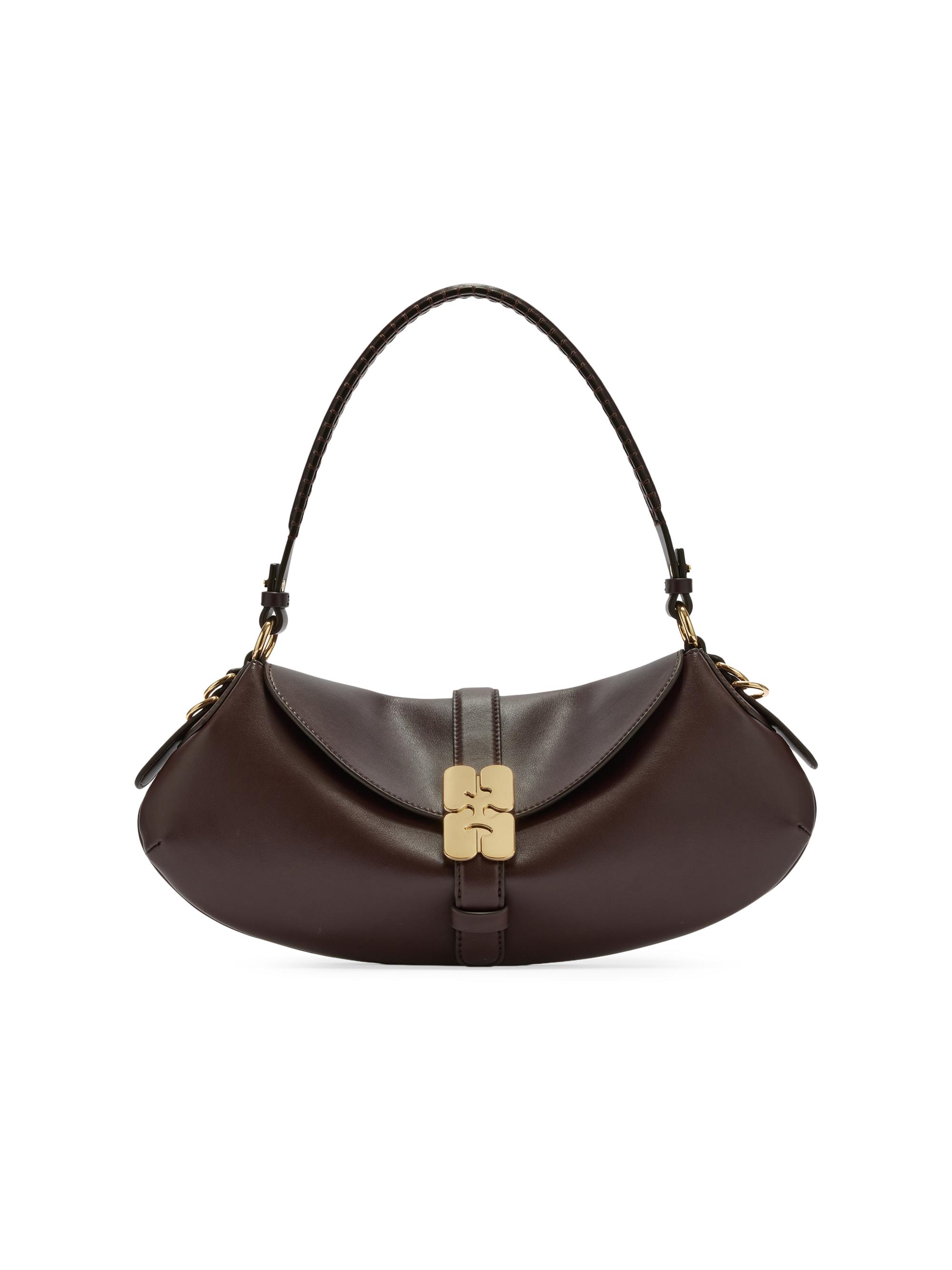 Ganni Women's B-Kat Leather Shoulder Bag - Dark Brown