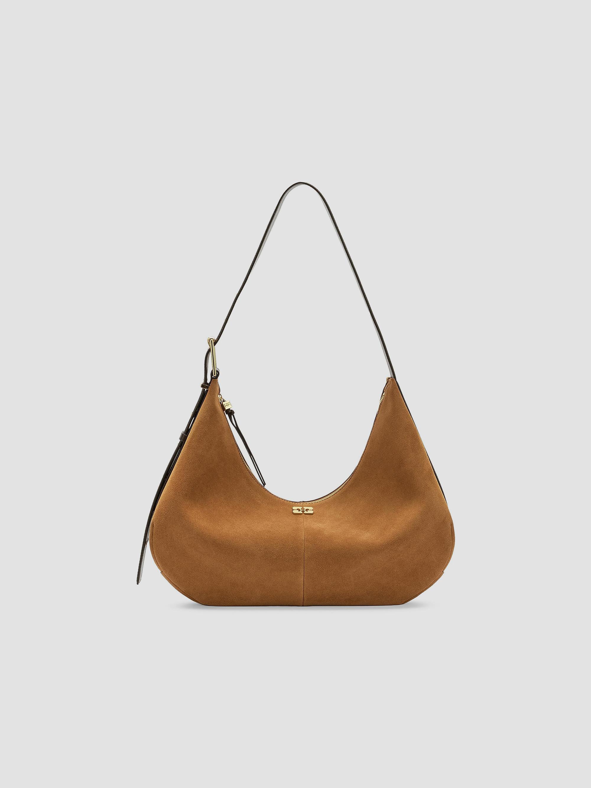 Ganni Women's  Suede Hobo Bag - Caramel | Thumbnail 4