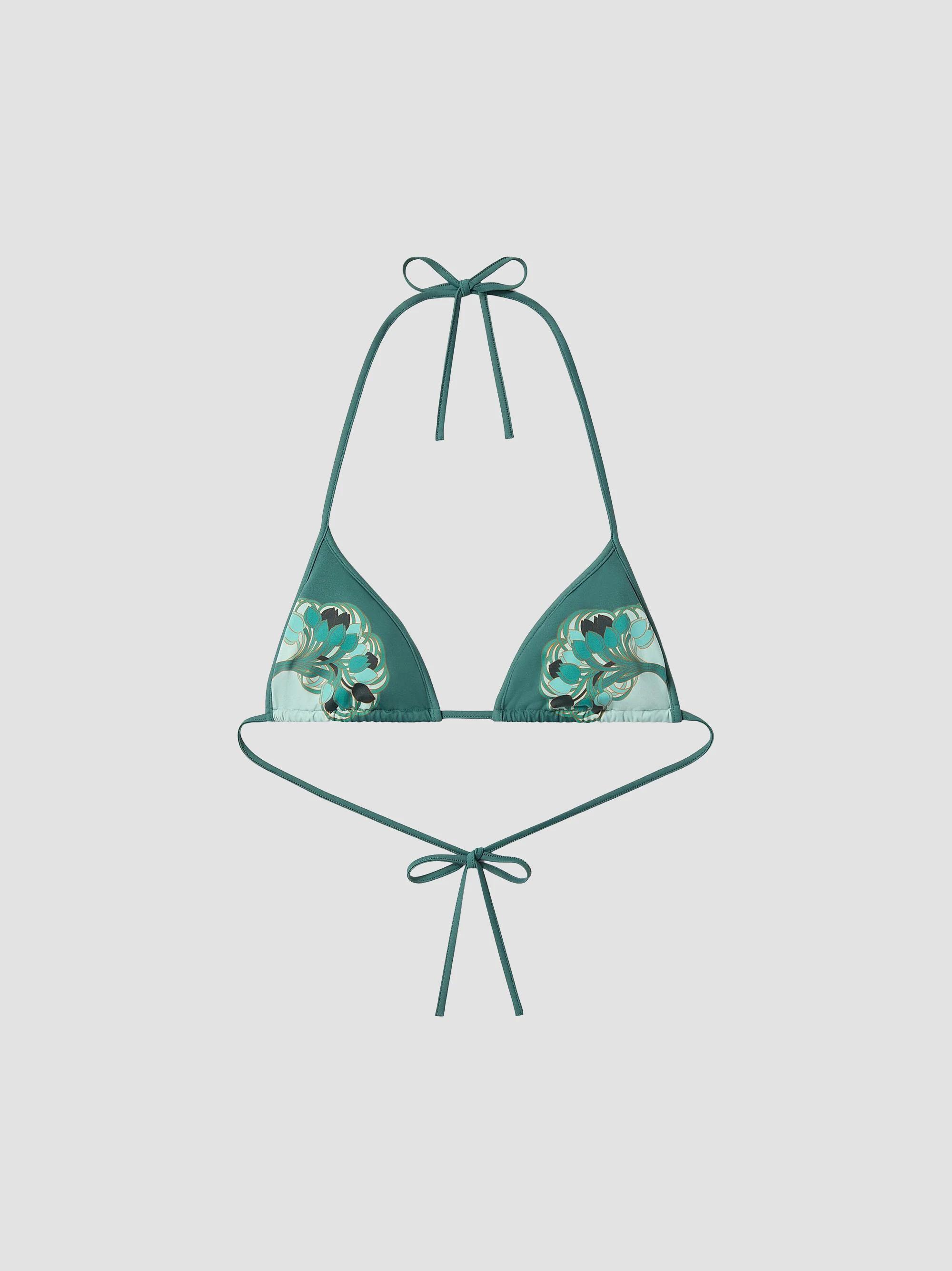 La DoubleJ Women's Bikini Top - Blooming Tulip Place Mint - Size Small