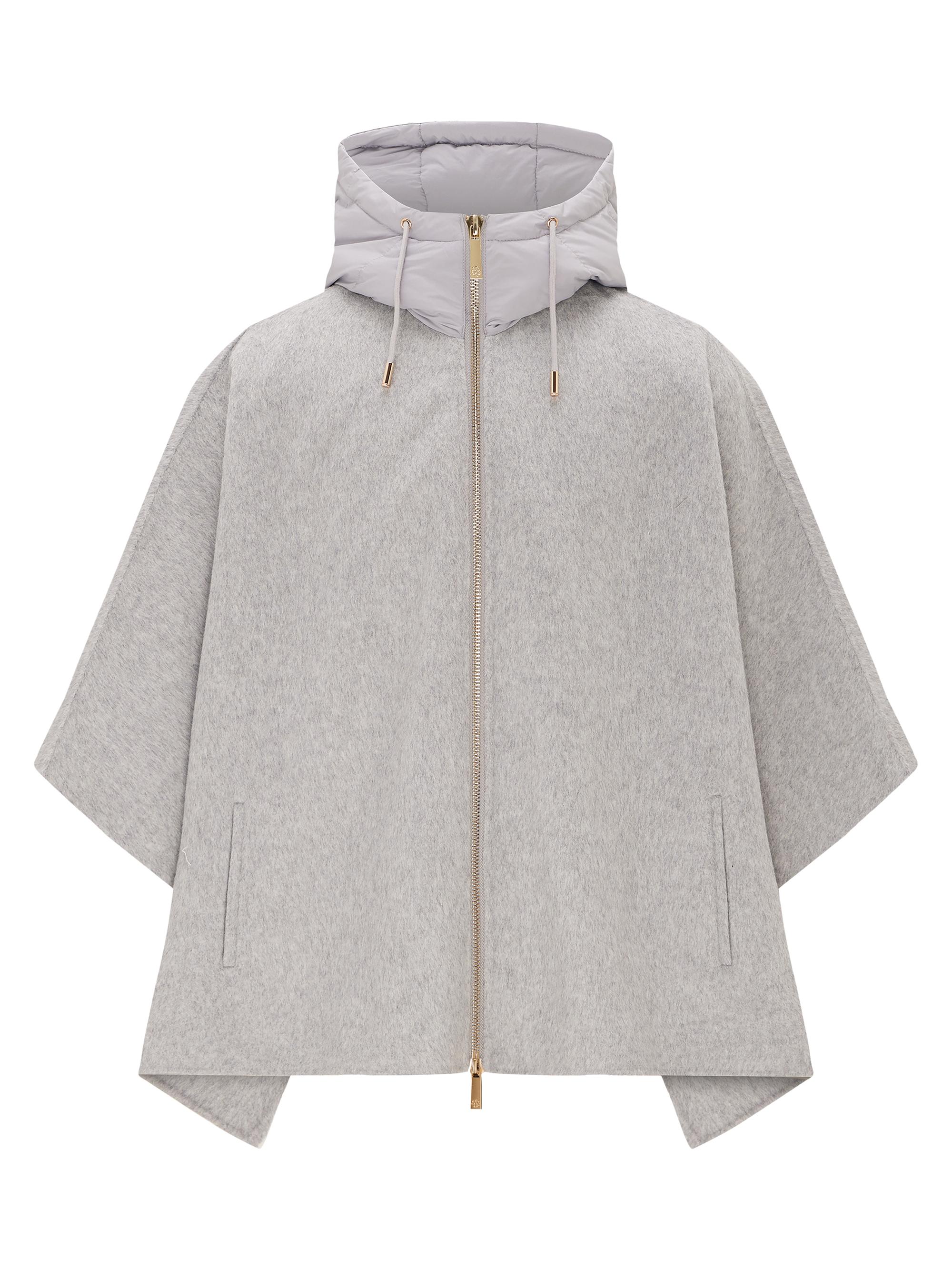 Gorski Women's Select Cashmere and Wool Blend Cape with Down Filled Hood - Light Grey
