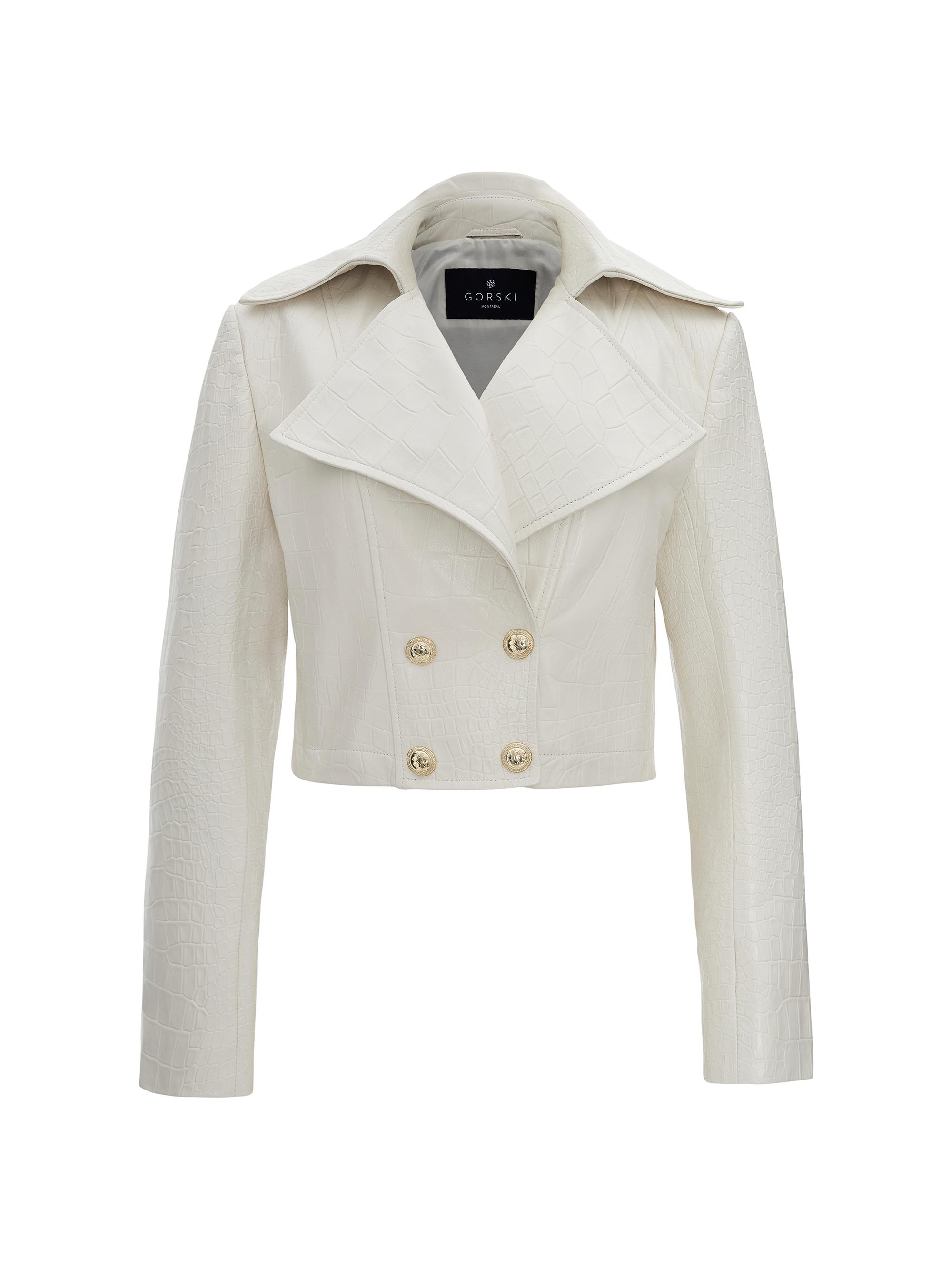 Gorski Women's Select Nappa Leather Croco Embossed Bolero -