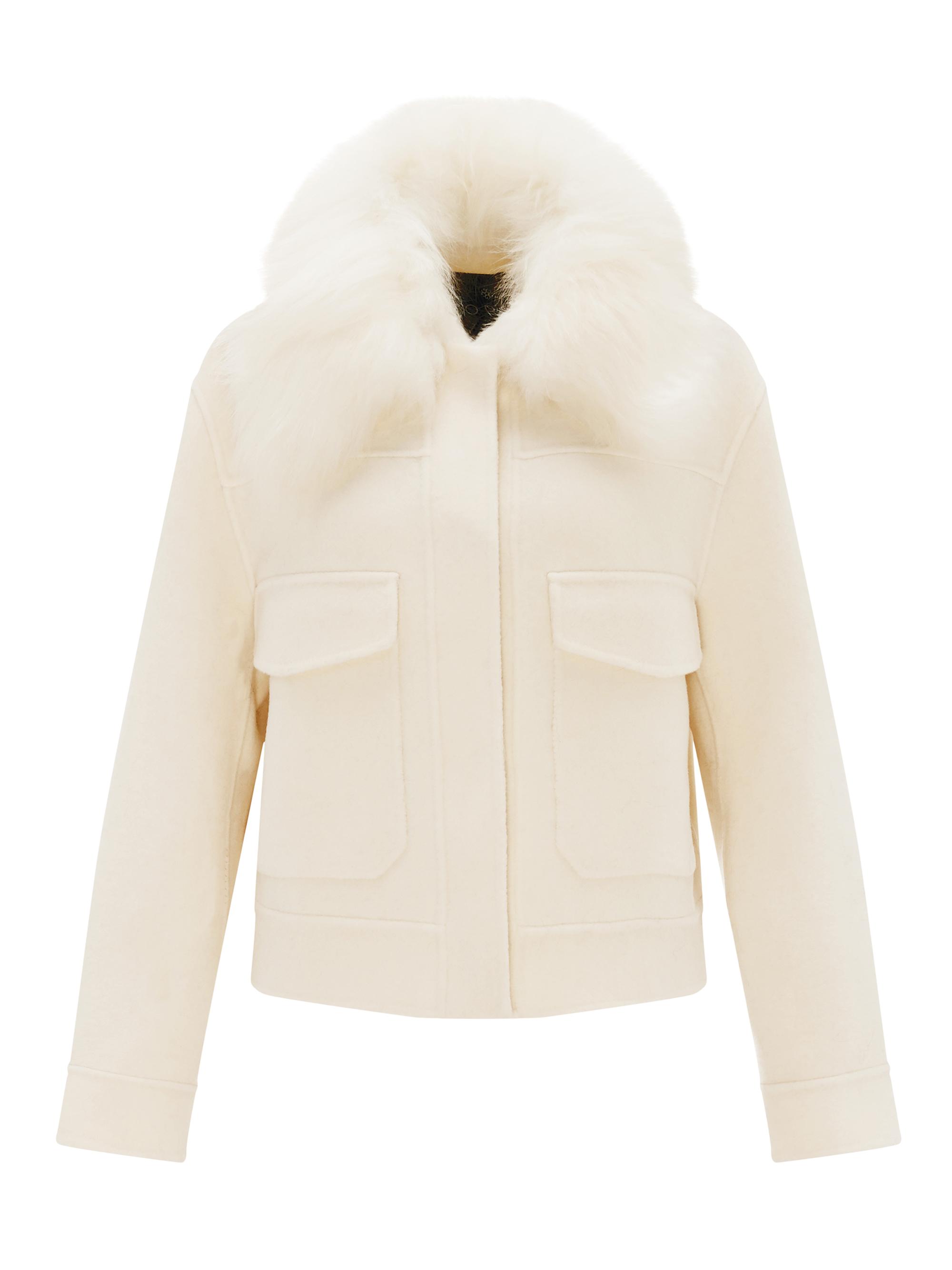 Gorski Women's Select Cashmere and Wool Blend Jacket with Detachable Goat Collar -