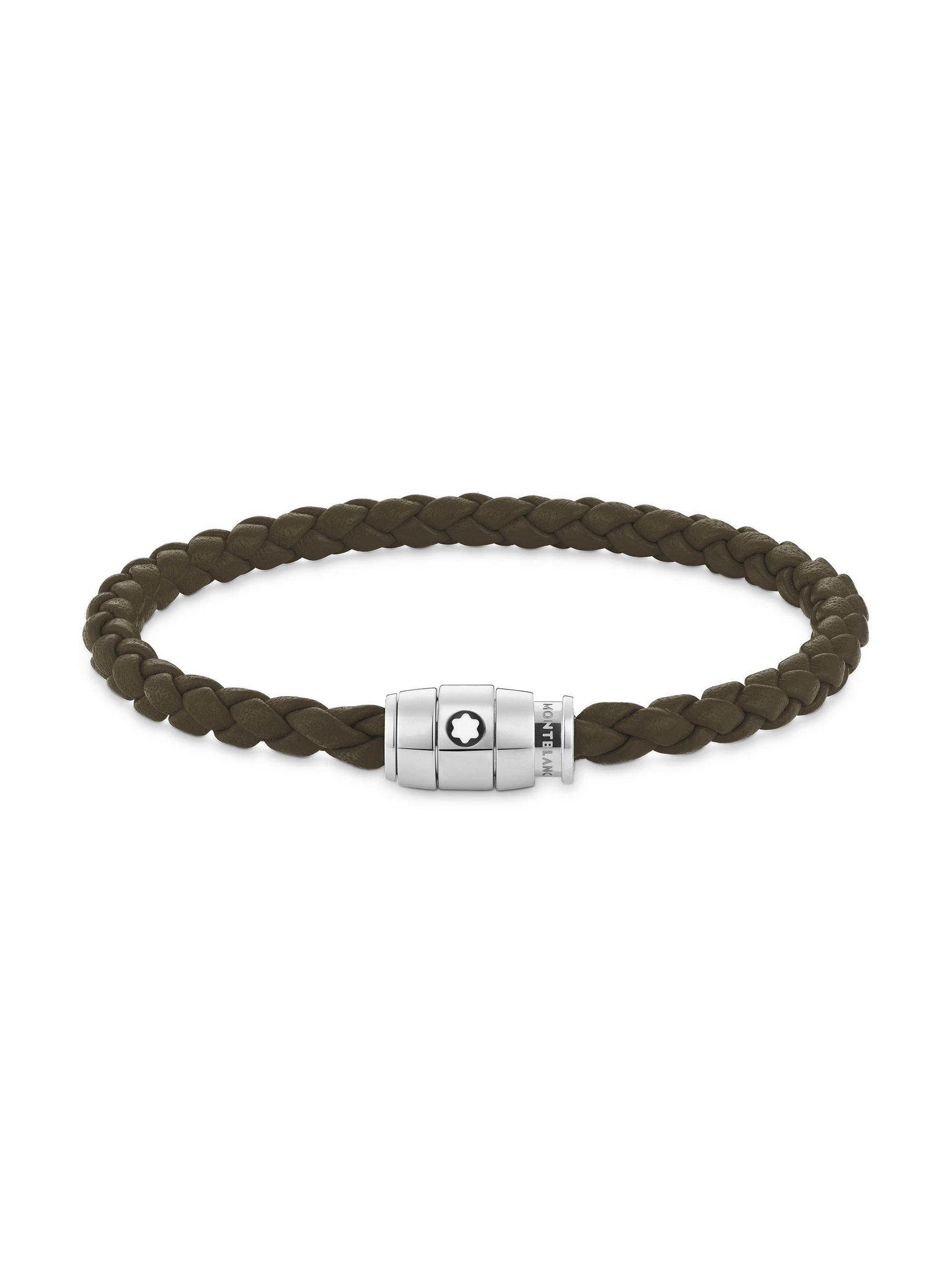 MONTBLANC ドイツ製　スチール ブレスレット Montblanc Braided Leather Logo Bracelet | Saks Fifth Avenue