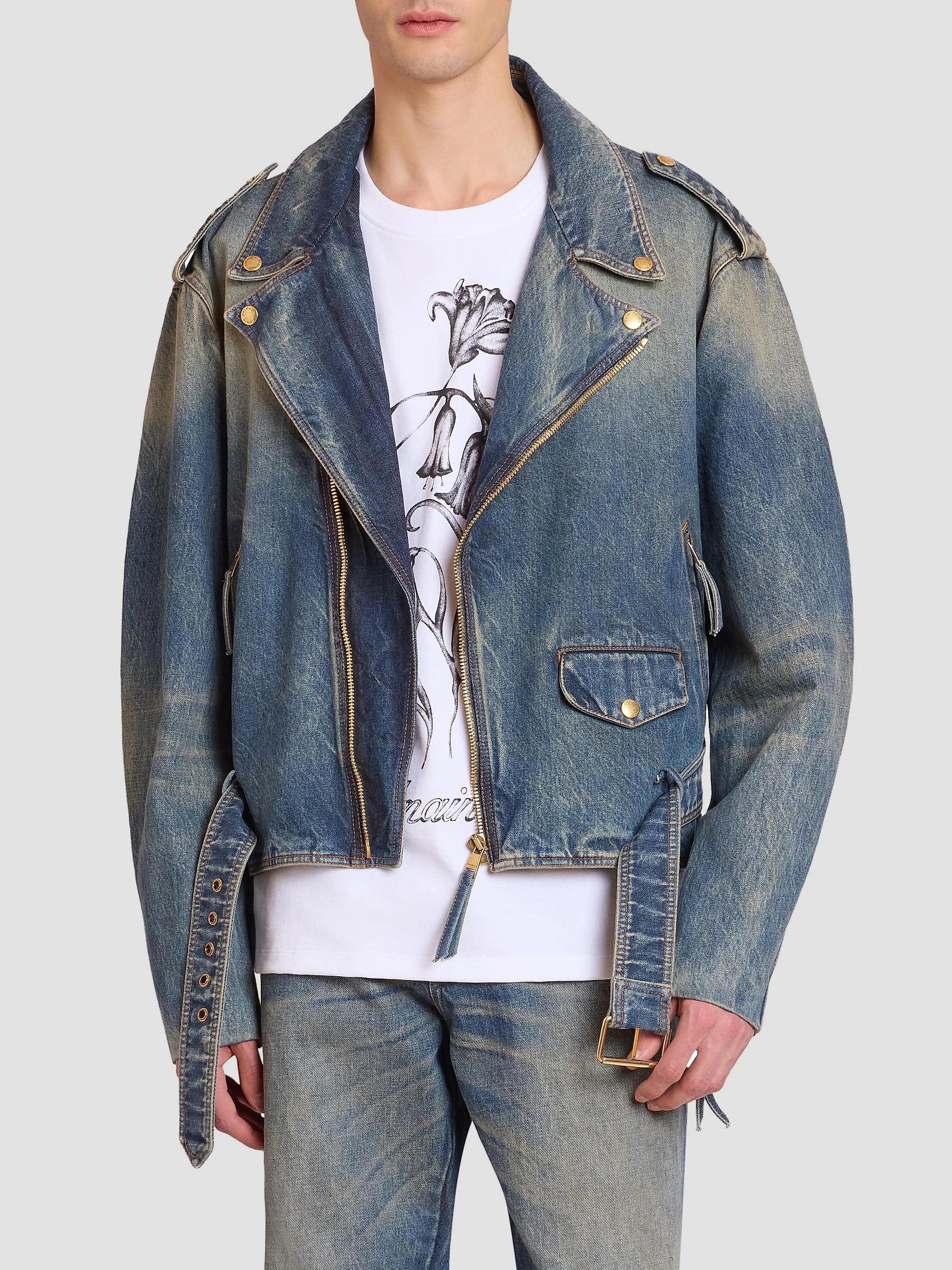 ジャケット・アウター BALMAIN HOMME 15SS Biker denim jacket Balmain Belted Denim Biker Jacket | Saks Fifth Avenue