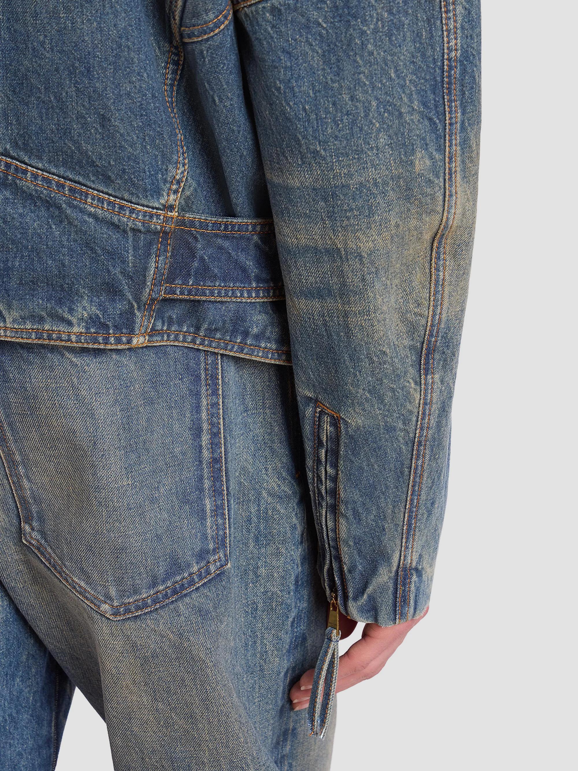 Balmain Belted Denim Biker Jacket | Saks Fifth Avenue