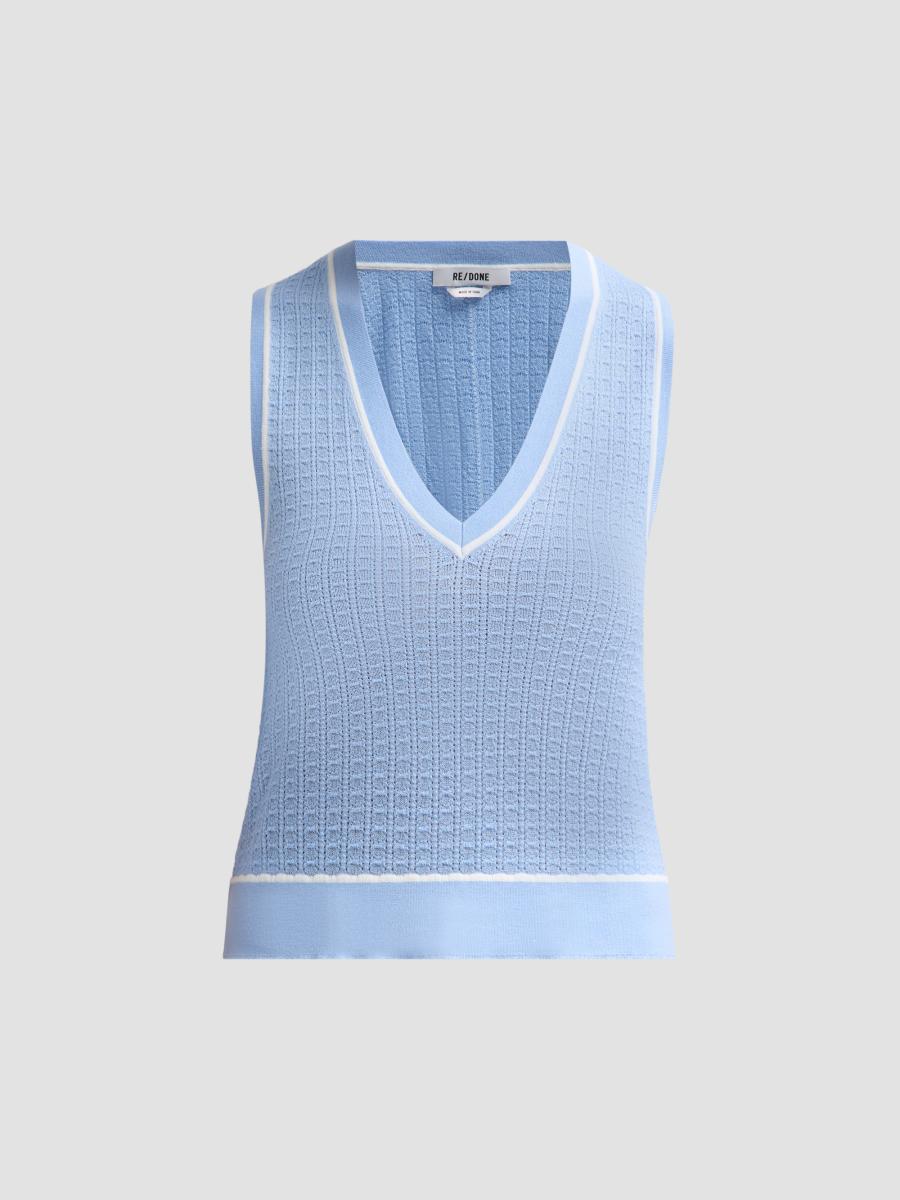 Re/done Women's Avery Sweater Vest In Seaside White