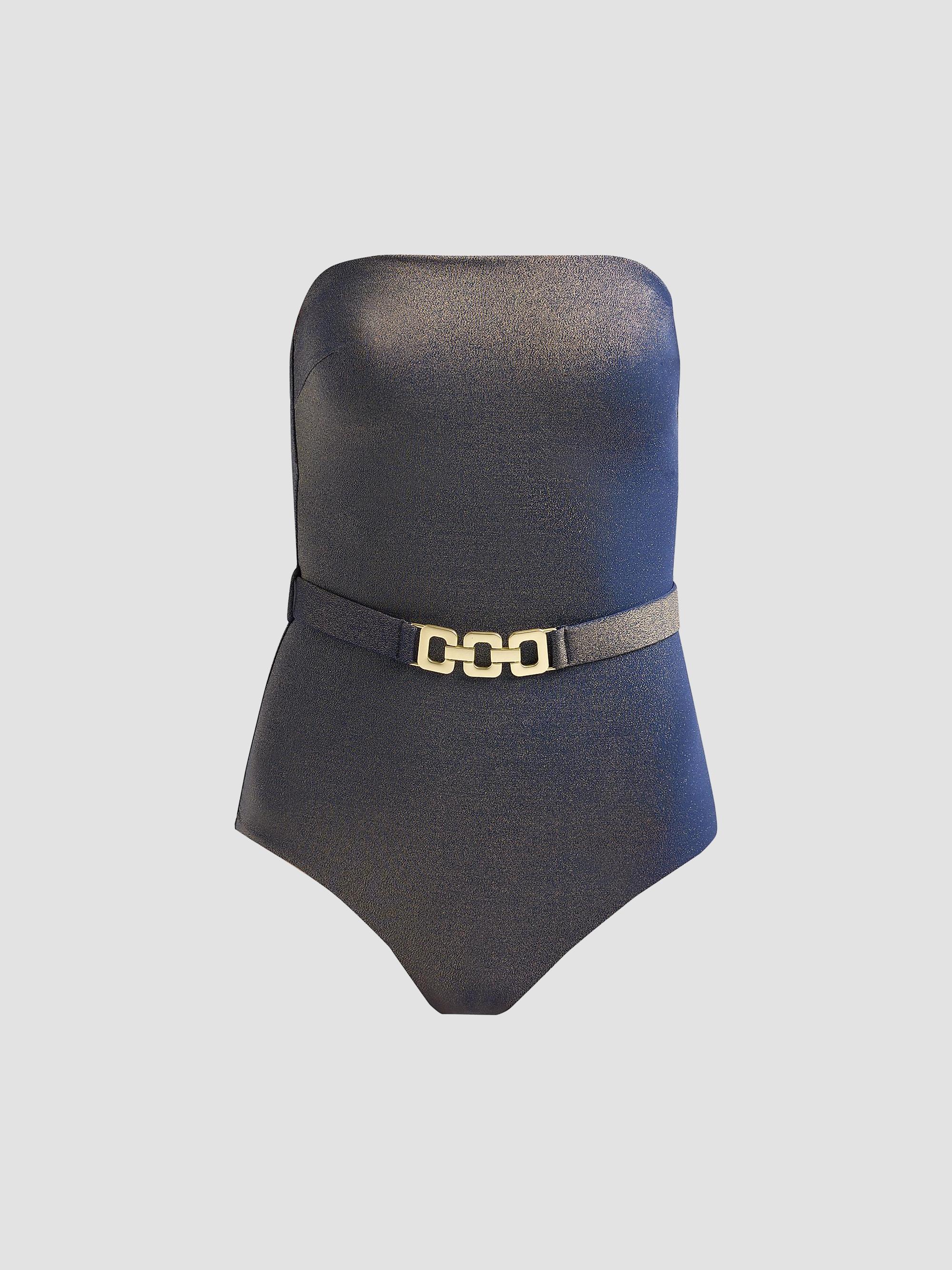 Zimmermann Women's Aster Metallic Belted One-Piece Swimsuit - Metallic Gun Metal | Thumbnail 6