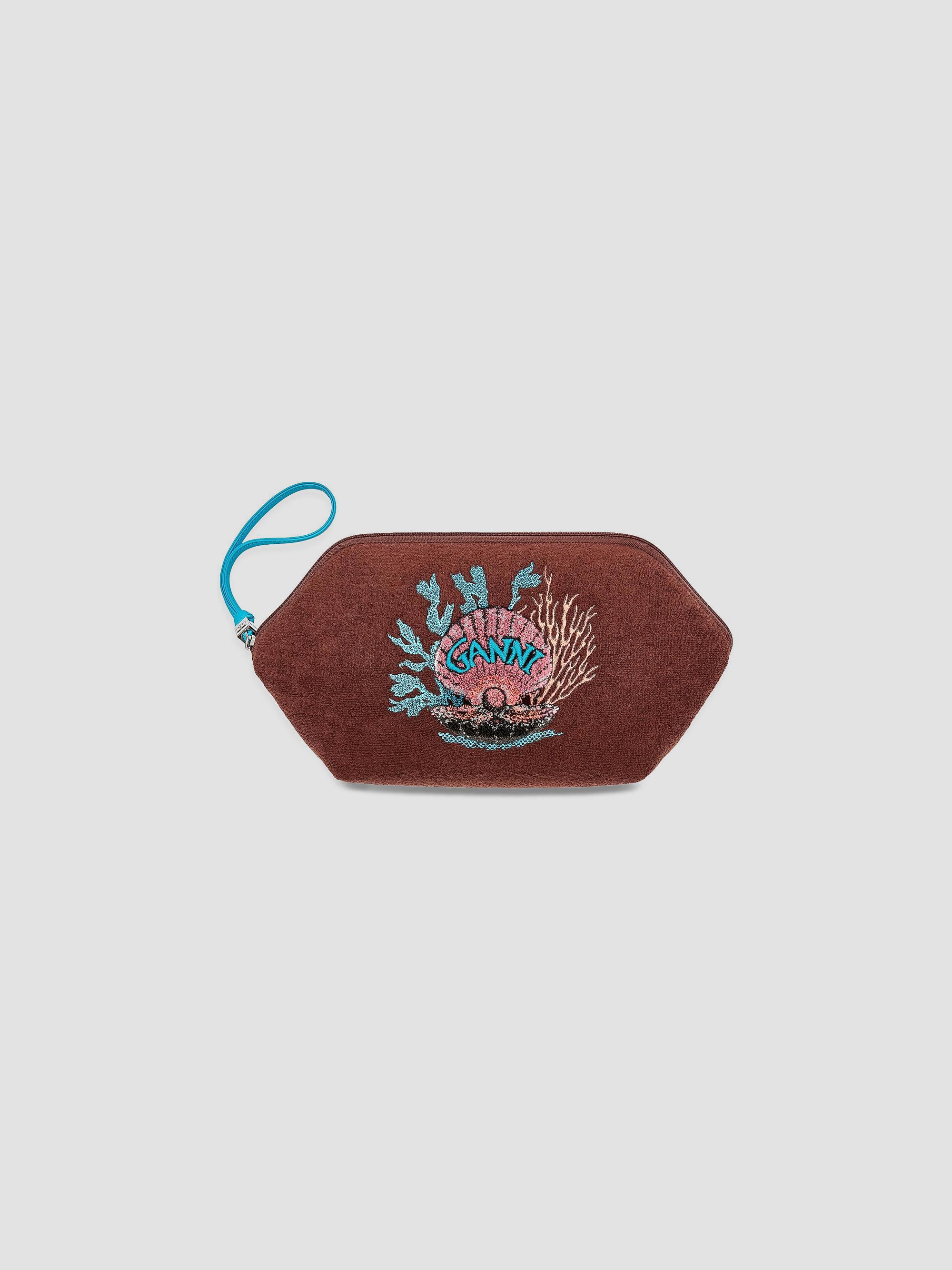 Ganni Women's Bikini Towel Graphic Cotton-Blend Pouch - Chicory Coffee | Thumbnail 2