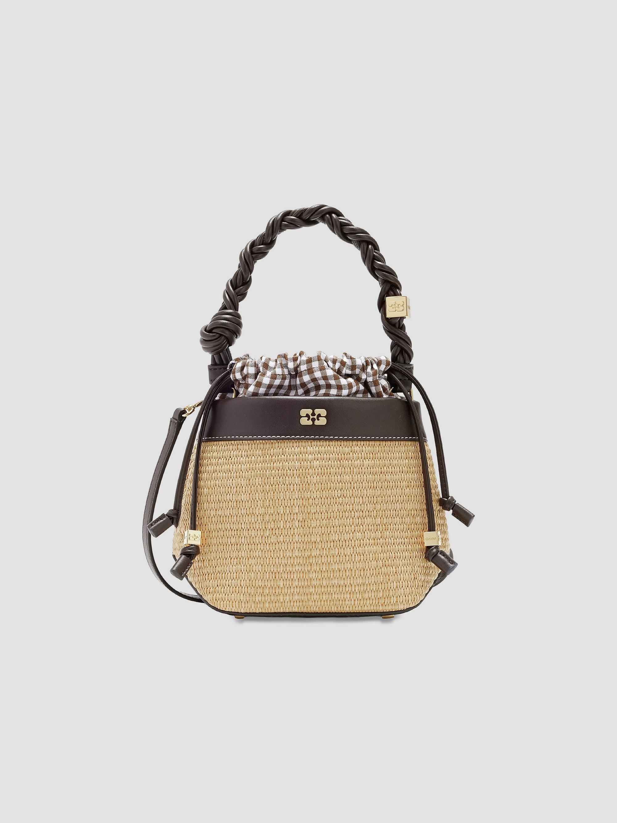 Ganni Women's Bou Raffia Bucket Bag - Seal Brown | Thumbnail 3