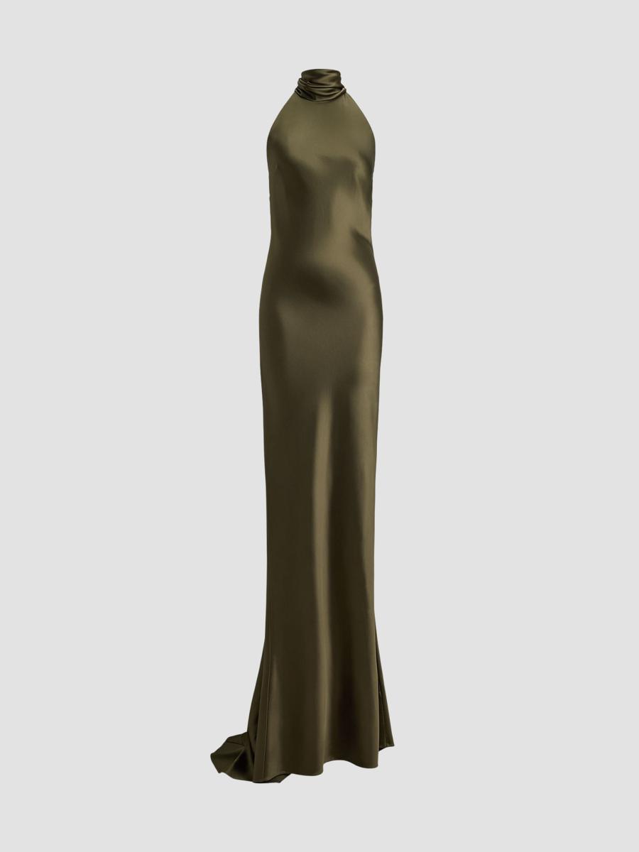 Ralph Lauren Women's Chilton Satin Column Gown In Green