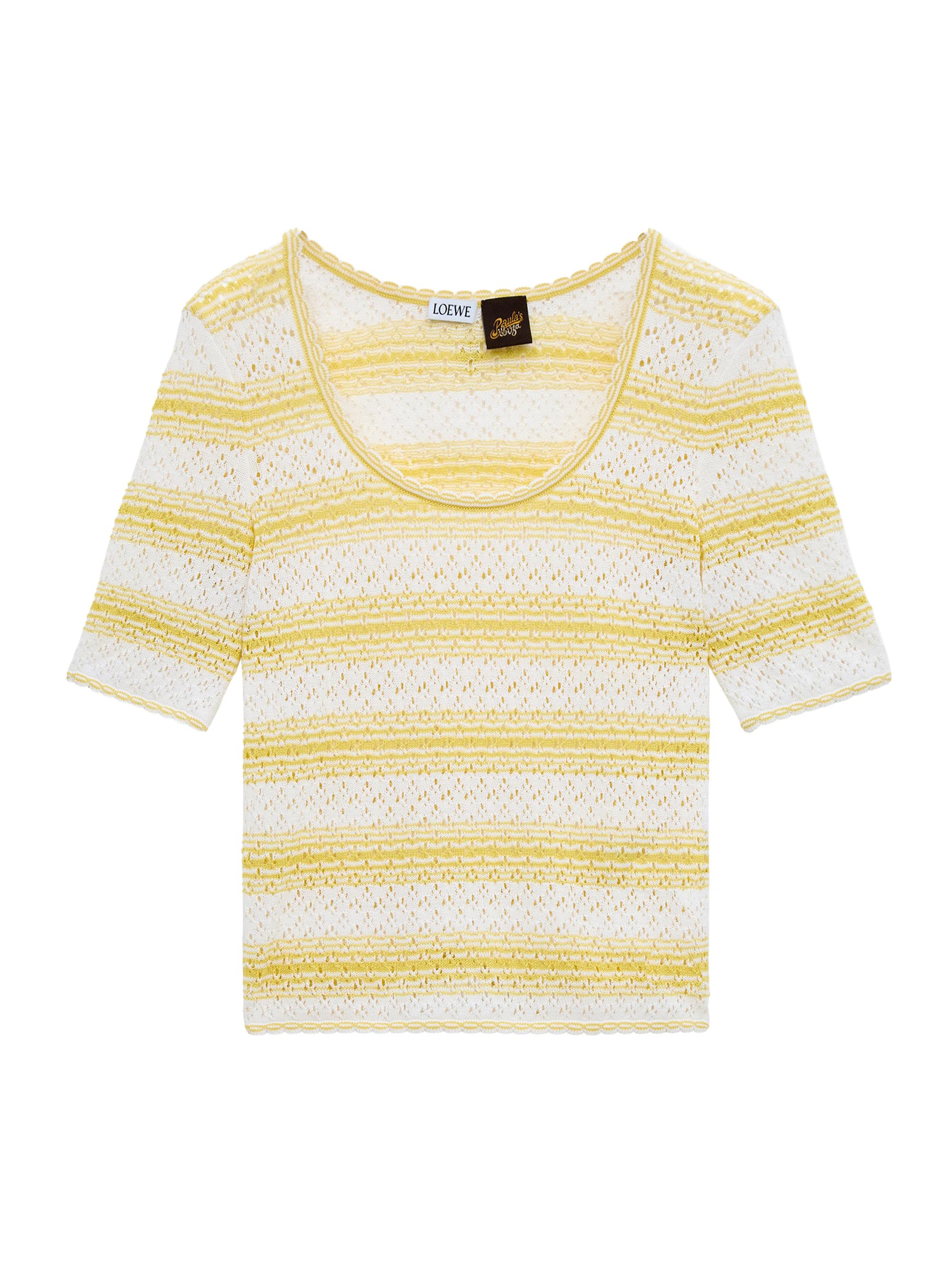 LOEWE Women's  x Paula's Ibiza Stripe Cotton-Blend Short-Sleeve Sweater - White Yellow