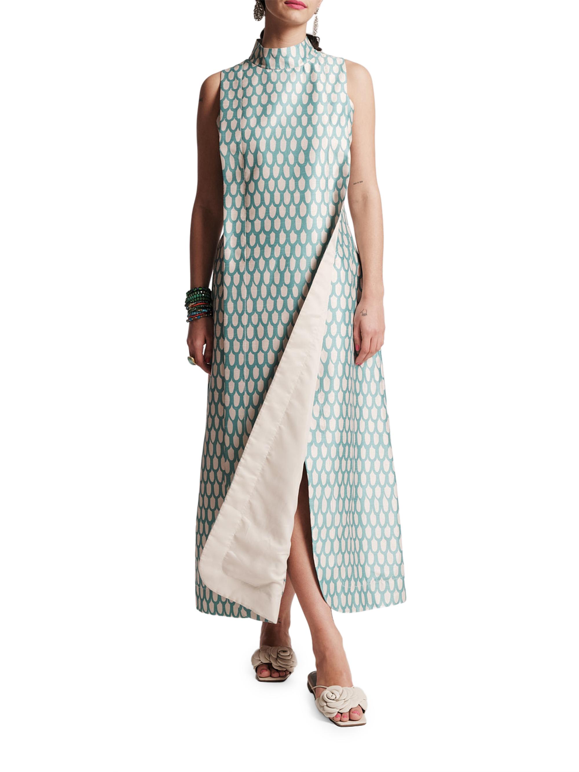 Frances Valentine Women's Carlyle Geometric-Print Maxi Dress - Air Blue Oyster