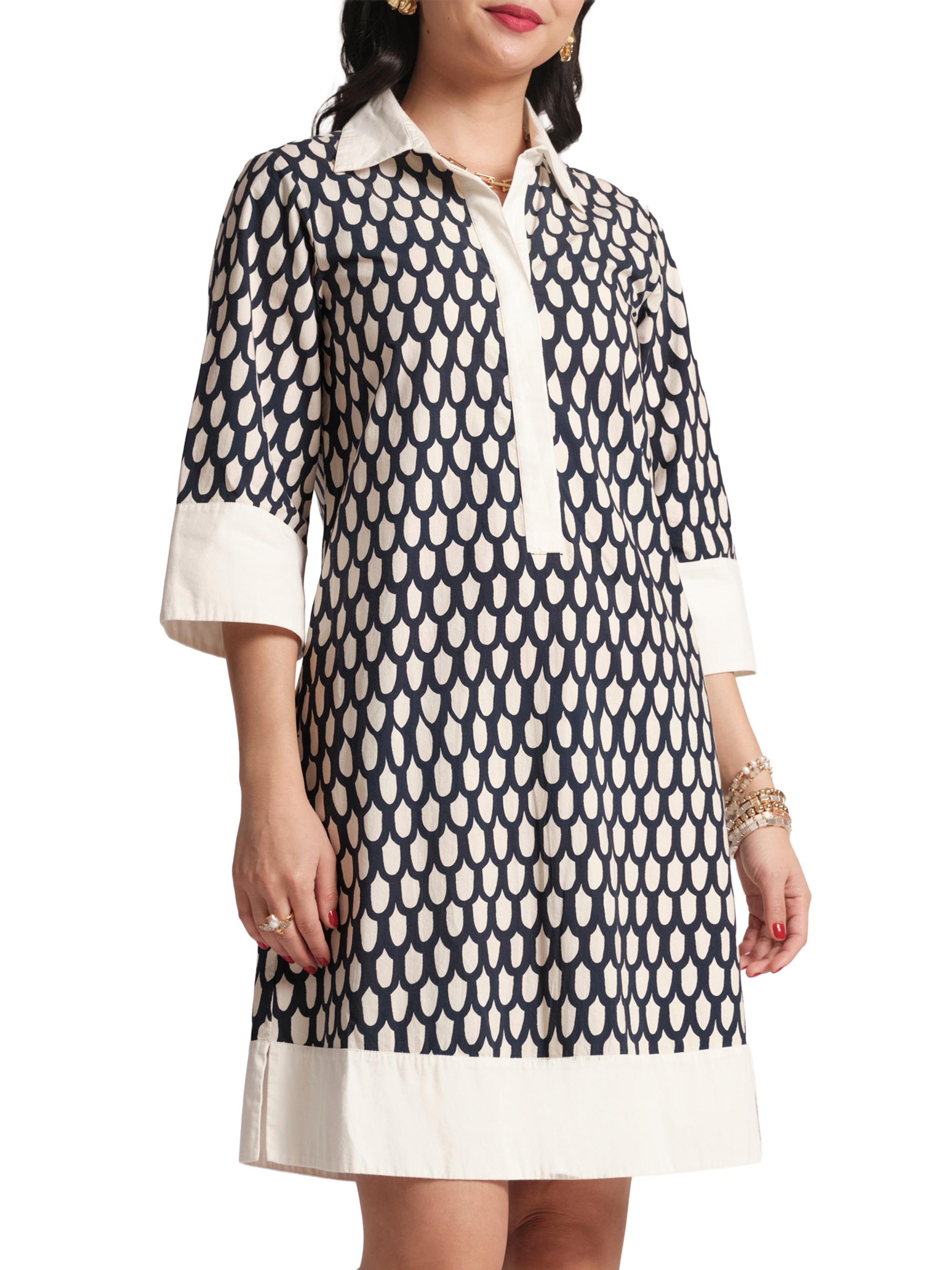 Frances Valentine Women's Tracey Loop-Print Cotton Poplin Minidress - Navy Multi | Thumbnail 4