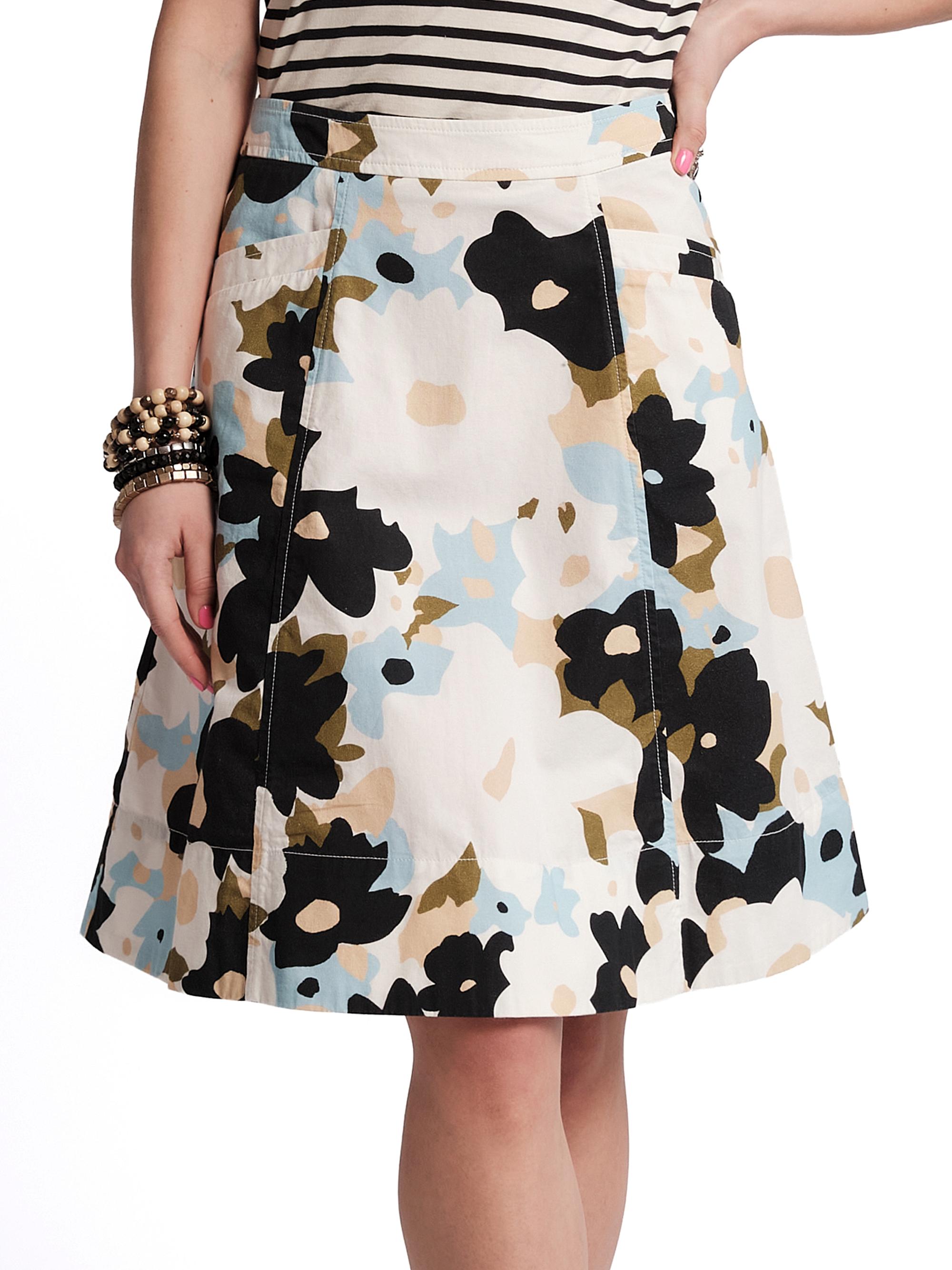 Frances Valentine Women's Marta Floral-Graphic Cotton Knee-Length Skirt - Blue Multi