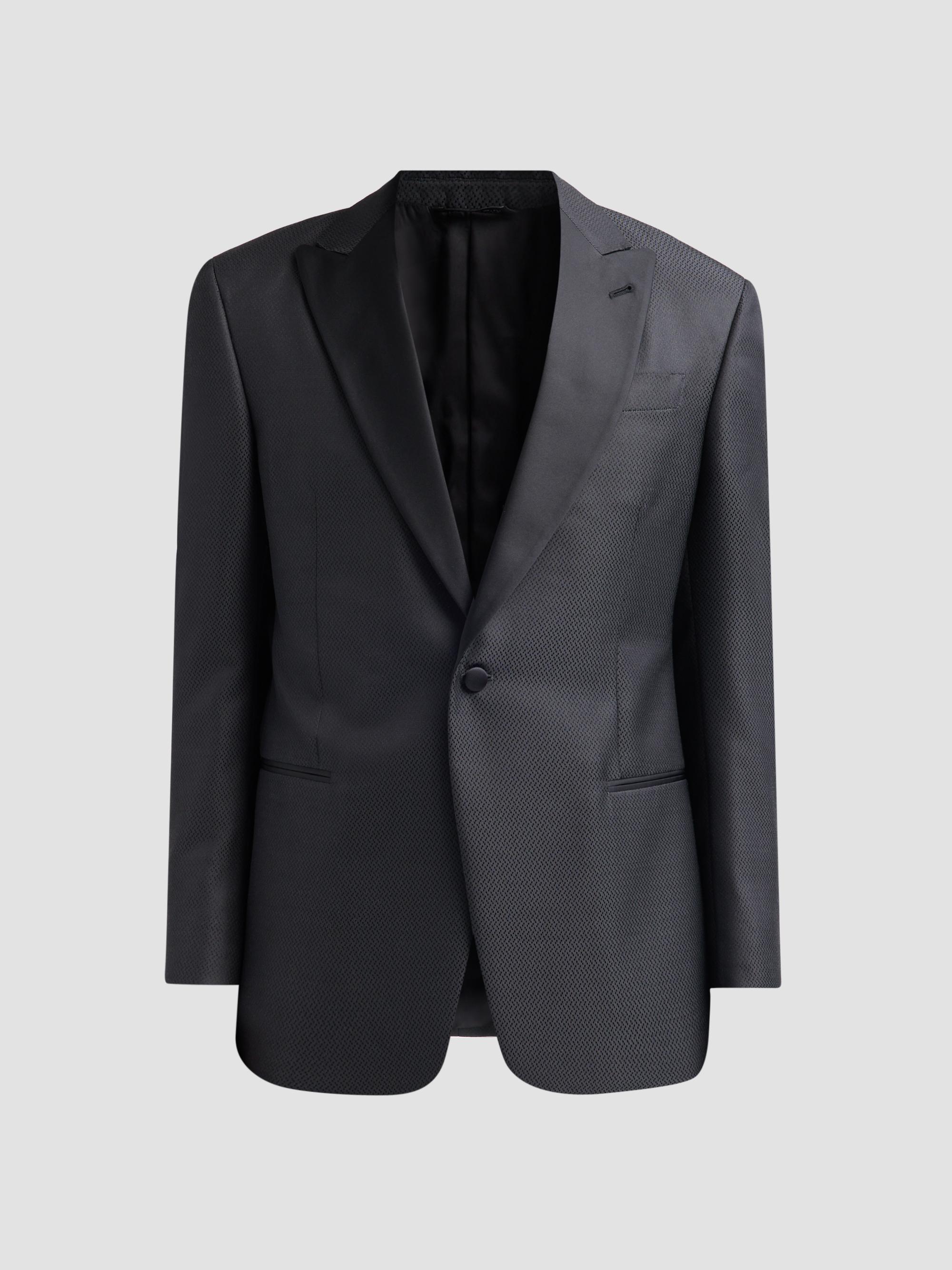 Giorgio Armani Men's Wool-Silk Micro Jacquard Dinner Jacket - Black Beauty | Thumbnail 9
