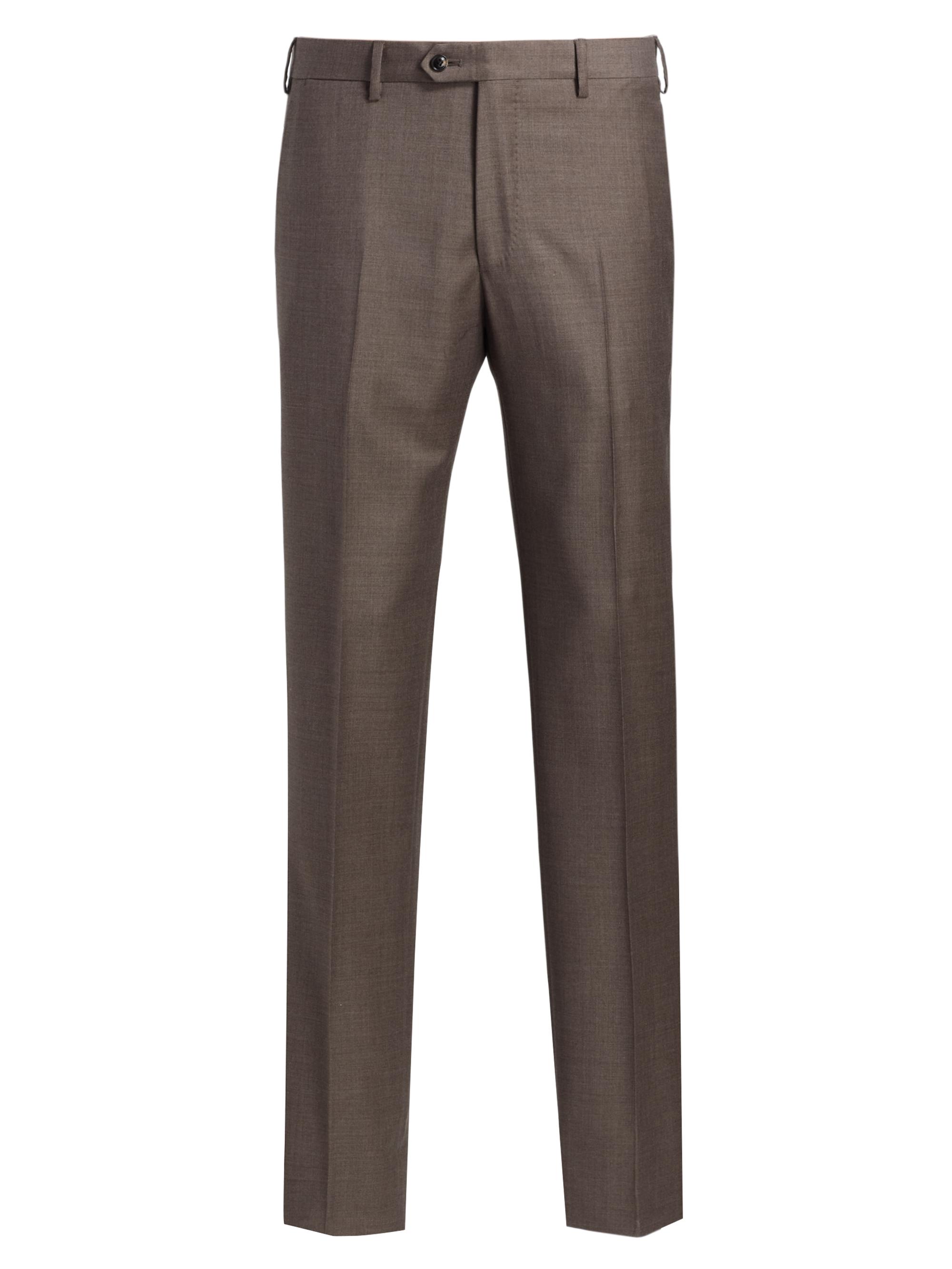 Giorgio Armani Men's Crease-Front Virgin Wool Trousers - Iron