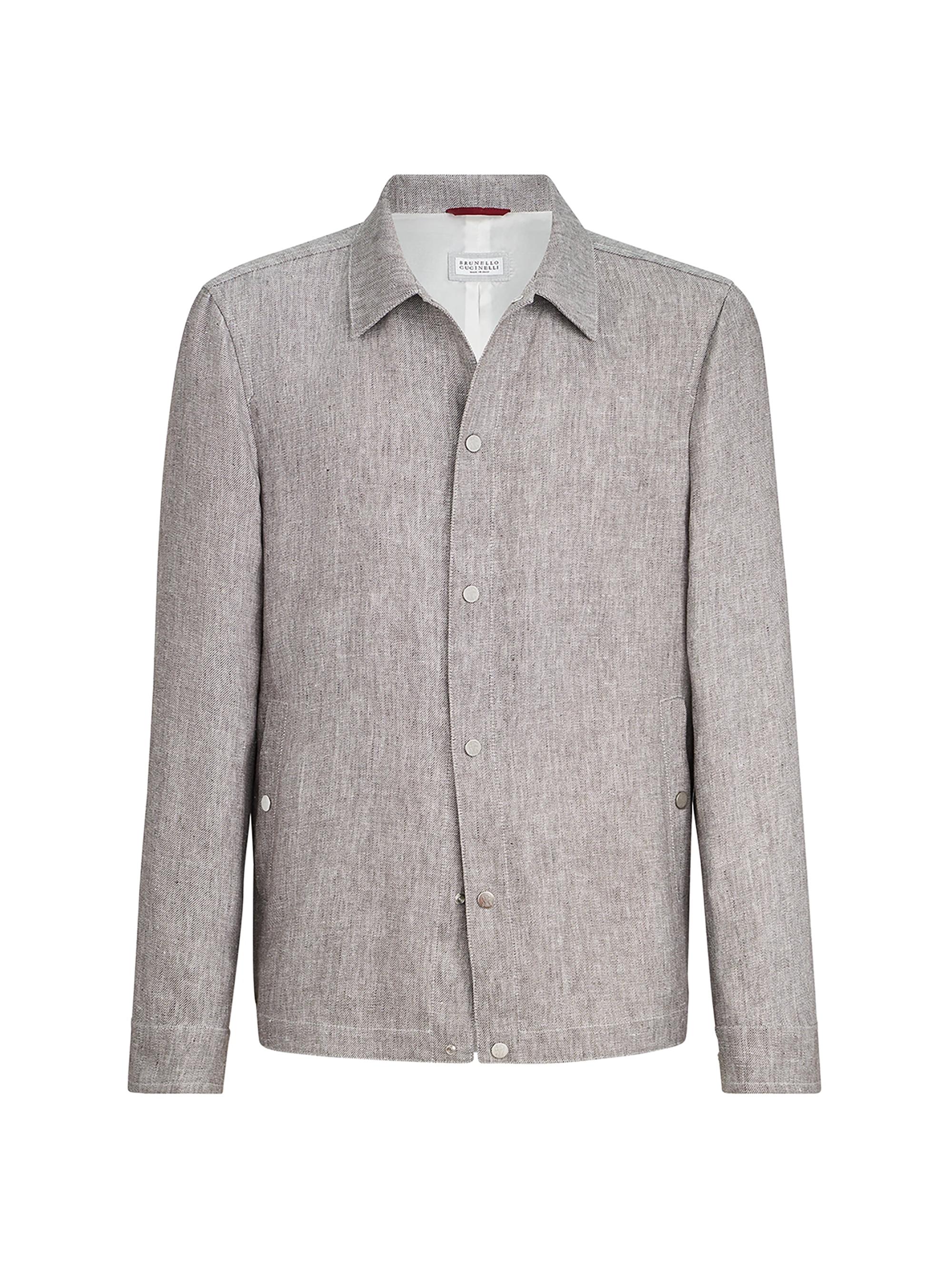 Brunello Cucinelli Men's Linen and Hemp Diagonal Outerwear Jacket - Light Brown