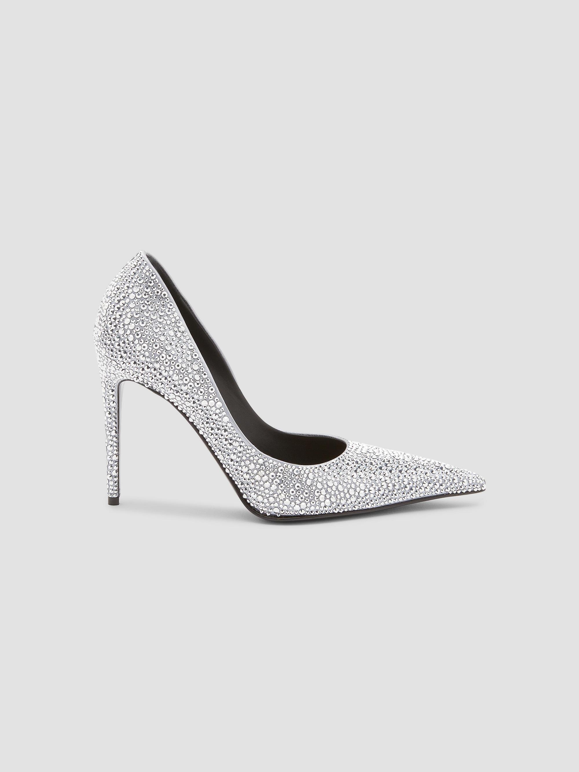 McQueen Women's Skull 105MM Rhinestone Pumps - Silver | Thumbnail 7